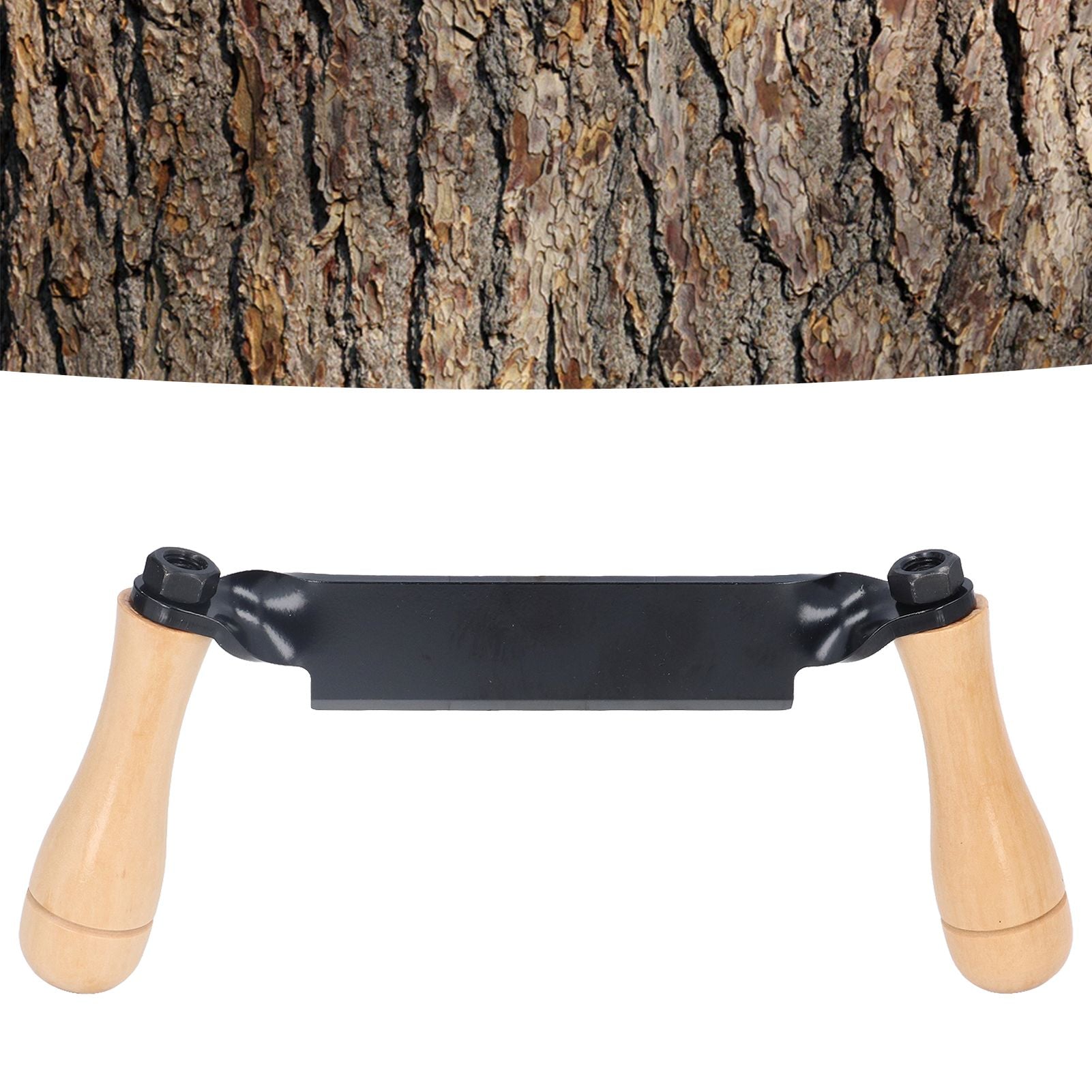 Straight Draw Knife Tungsten Steel Wooden Handle Straight Type Safe Durable Draw Shave Tool for Log Wood Fence Post 8in