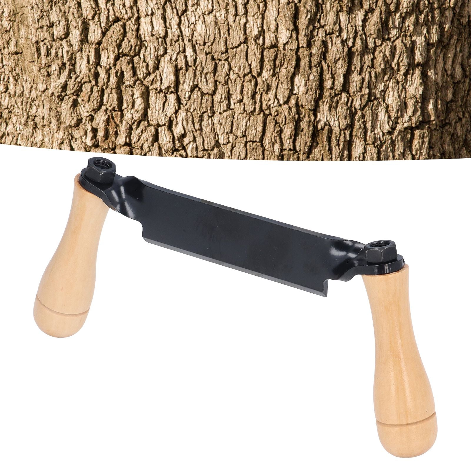 Straight Draw Knife Tungsten Steel Wooden Handle Straight Type Safe Durable Draw Shave Tool for Log Wood Fence Post 8in