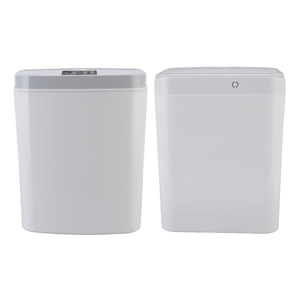 Smart Trash Can 16L Infrared Induction Button Control Manual Mute Household Automatic Trash Can with Night Light White