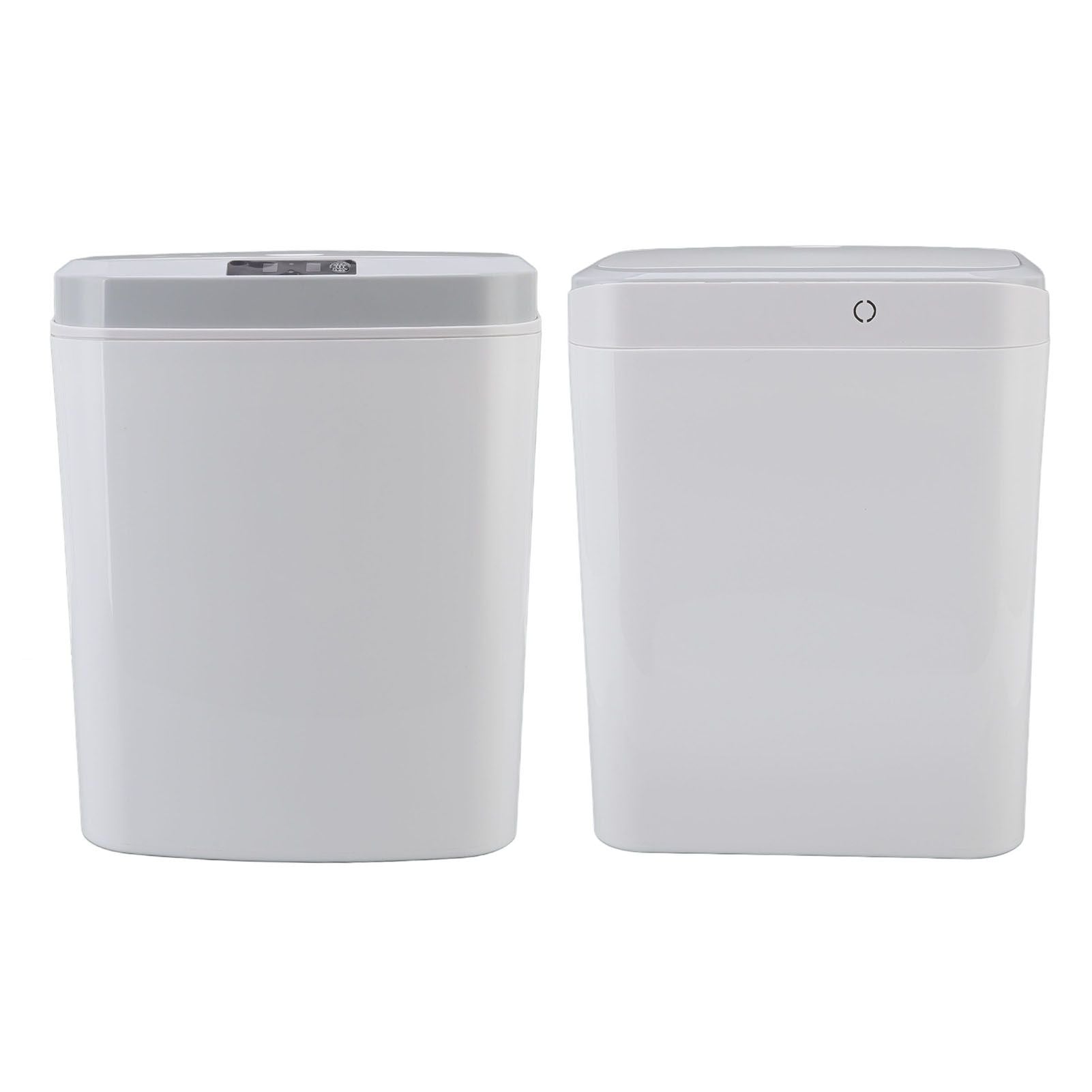 Smart Trash Can 16L Infrared Induction Button Control Manual Mute Household Automatic Trash Can with Night Light White