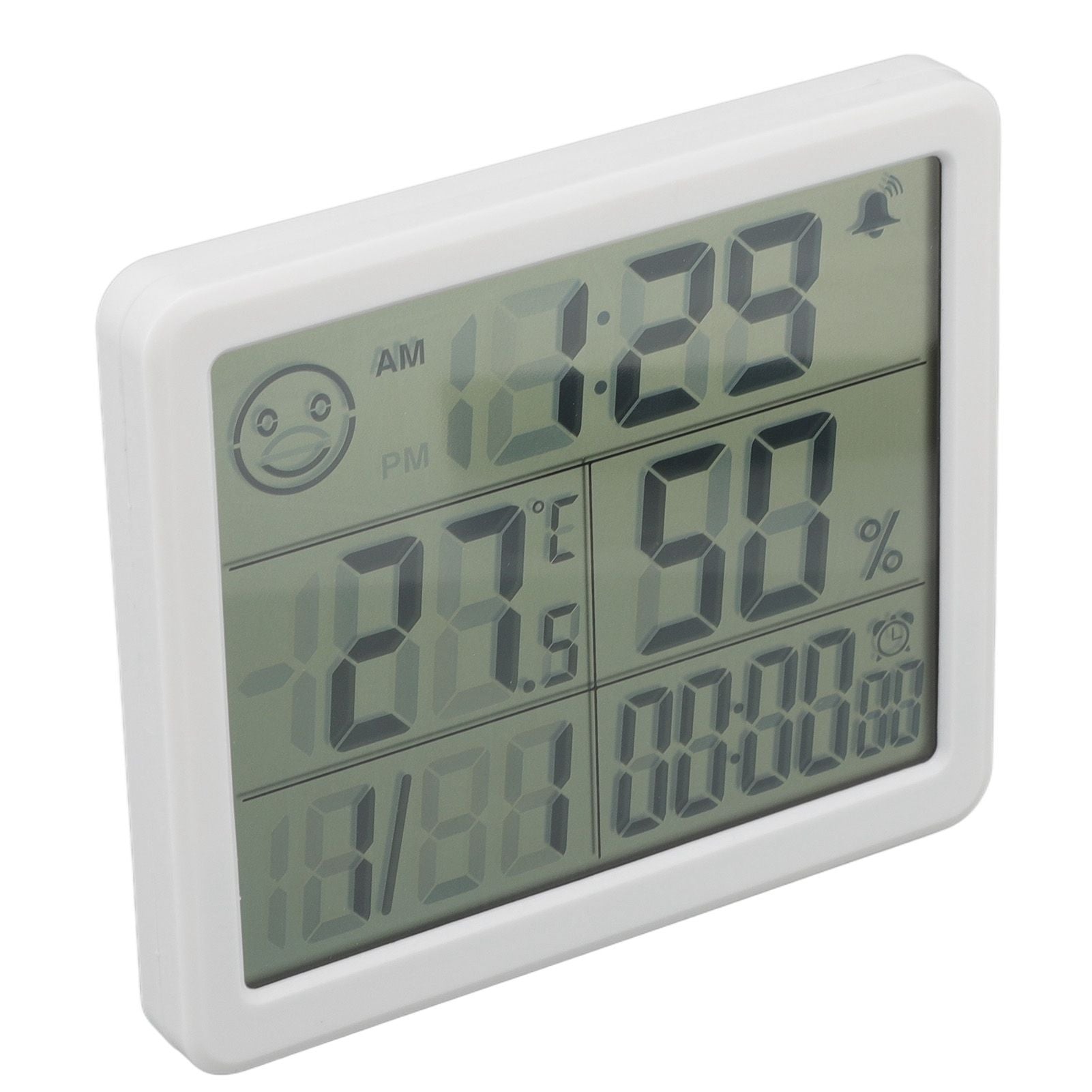 Digital Thermometer Hygrometer Alarm Clock Sensitive Induction High Accuracy Electronic Hygrometer with 5in LCD Screen White