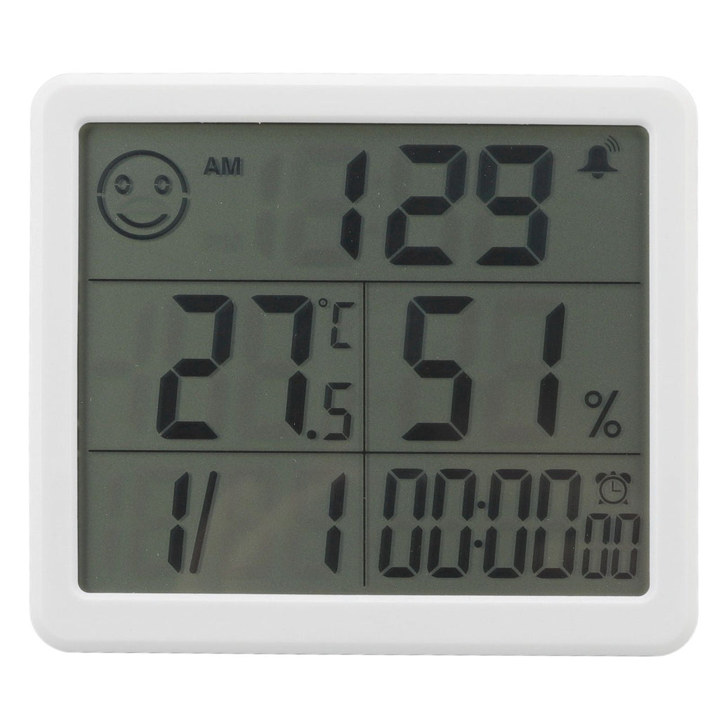 Digital Thermometer Hygrometer Alarm Clock Sensitive Induction High Accuracy Electronic Hygrometer with 5in LCD Screen White