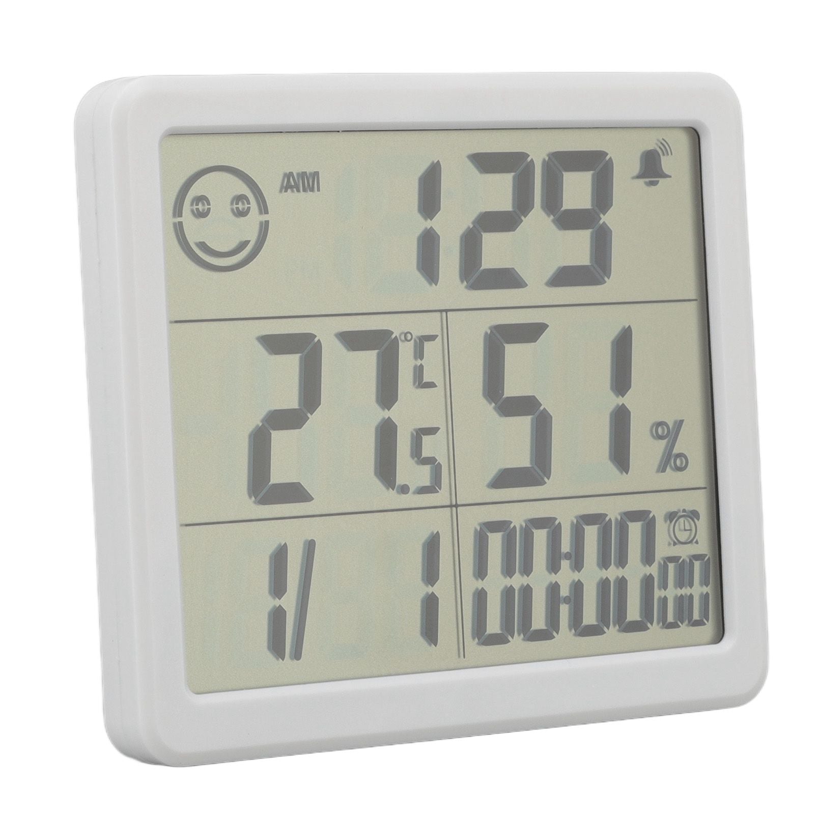 Digital Thermometer Hygrometer Alarm Clock Sensitive Induction High Accuracy Electronic Hygrometer with 5in LCD Screen White