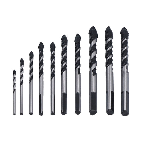 10 Pcs Masonry Drill Bits Set Industrial Strength Carbide Tips with Storage Case for Tile Brick Cement Concrete