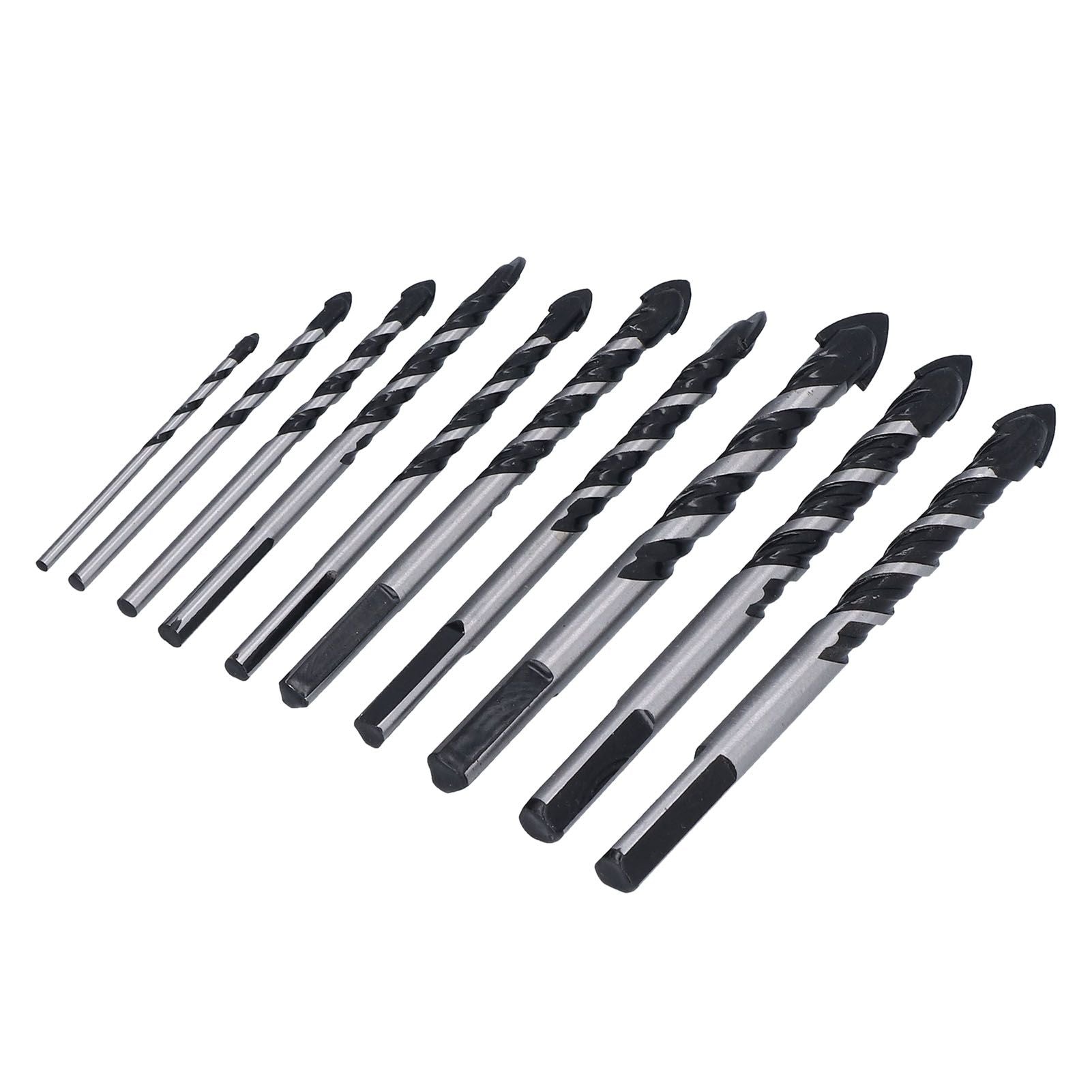 10 Pcs Masonry Drill Bits Set Industrial Strength Carbide Tips with Storage Case for Tile Brick Cement Concrete