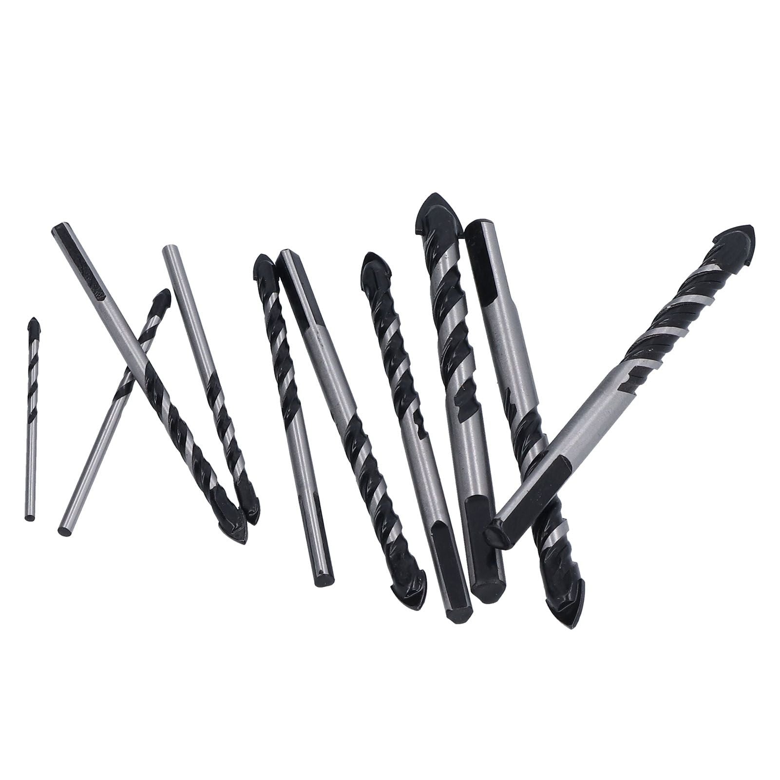 10 Pcs Masonry Drill Bits Set Industrial Strength Carbide Tips with Storage Case for Tile Brick Cement Concrete