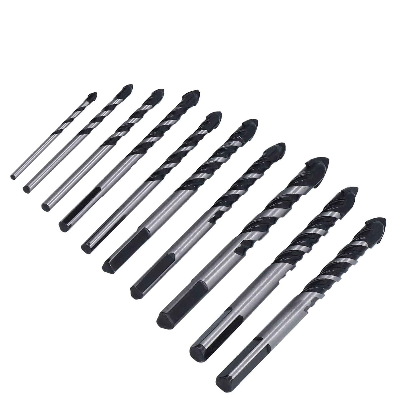 10 Pcs Masonry Drill Bits Set Industrial Strength Carbide Tips with Storage Case for Tile Brick Cement Concrete