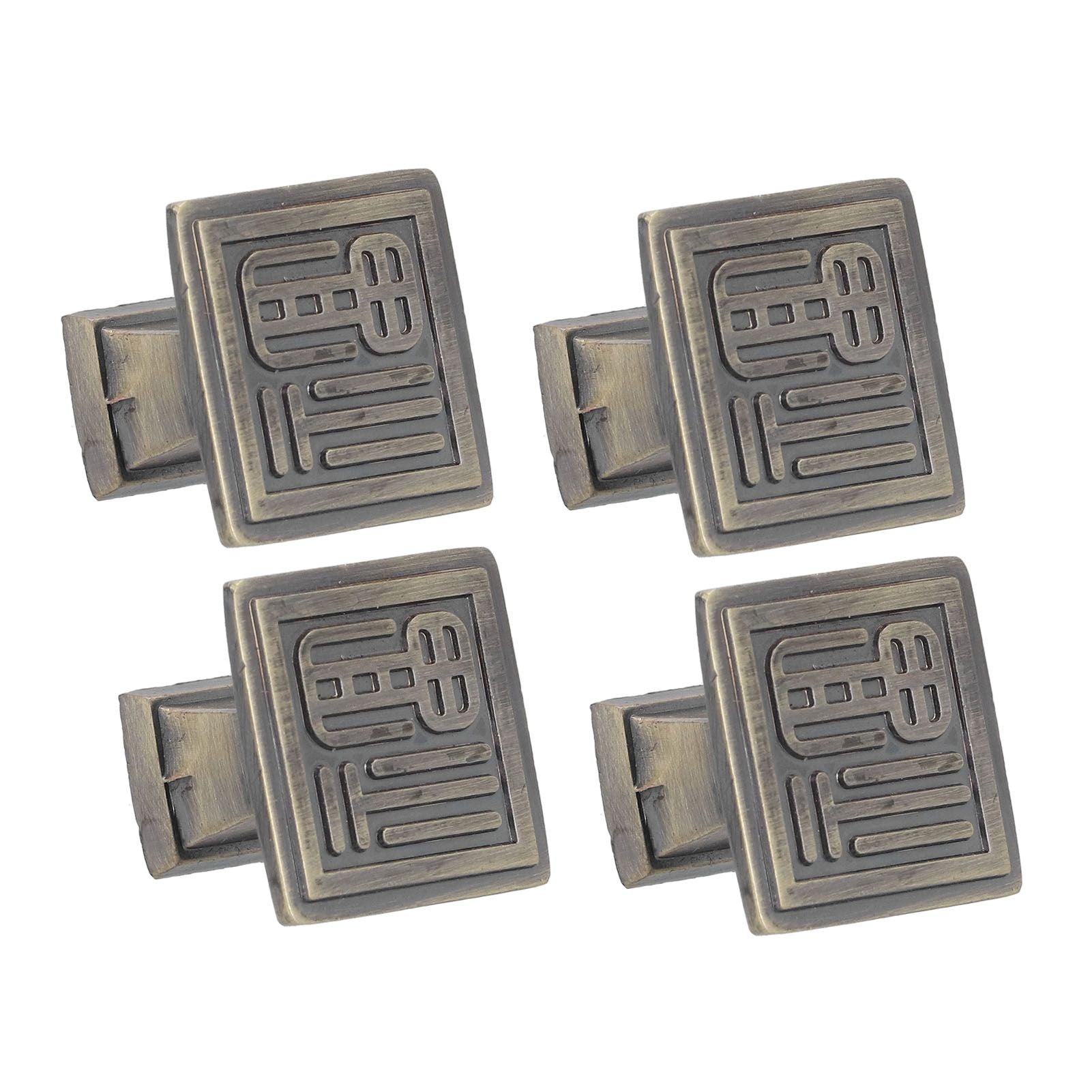 4PCS Vintage Knobs Punch Free Adhesive Retro Copper Cabinet Door Handle with Sticky Plate Screw for Cupboard AccessoriesFu