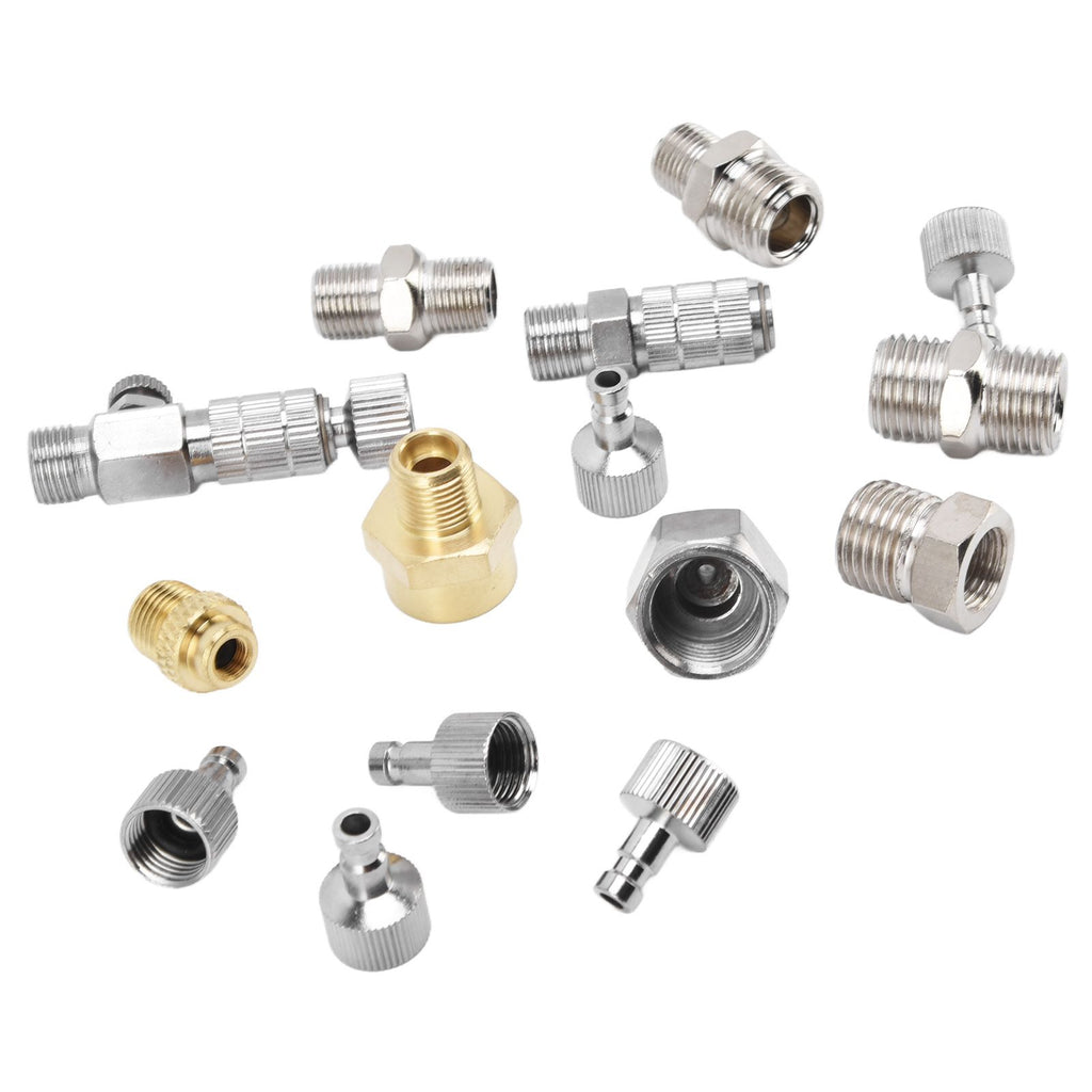 15PCS Airbrush Adapter Set Stainless Steel Airbrush Quick Release Disconnect Fittings Connector Kit