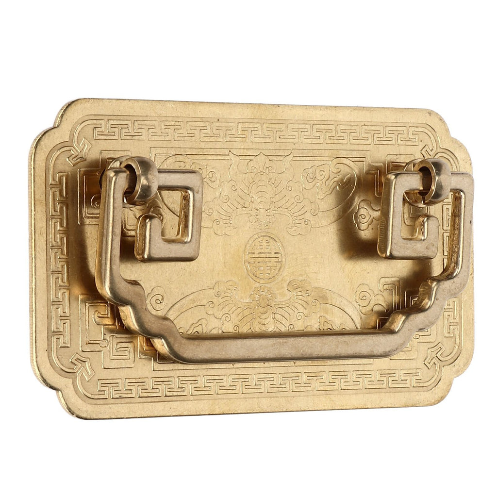 Antique Drawer Handle Tetragonal Bat Handle Antique Chinese Retro Style Drawer Pulls with 2 Screws for Cabinet Doors Brass