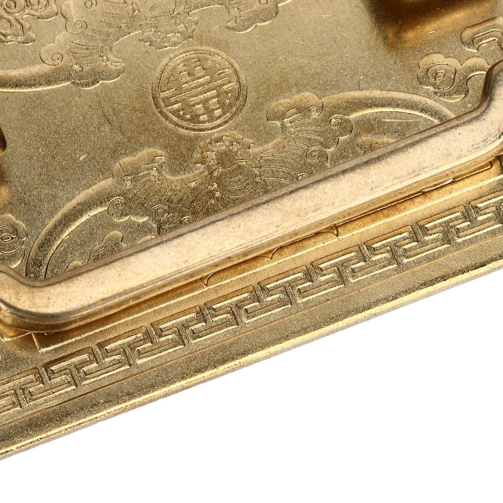 Antique Drawer Handle Tetragonal Bat Handle Antique Chinese Retro Style Drawer Pulls with 2 Screws for Cabinet Doors Brass