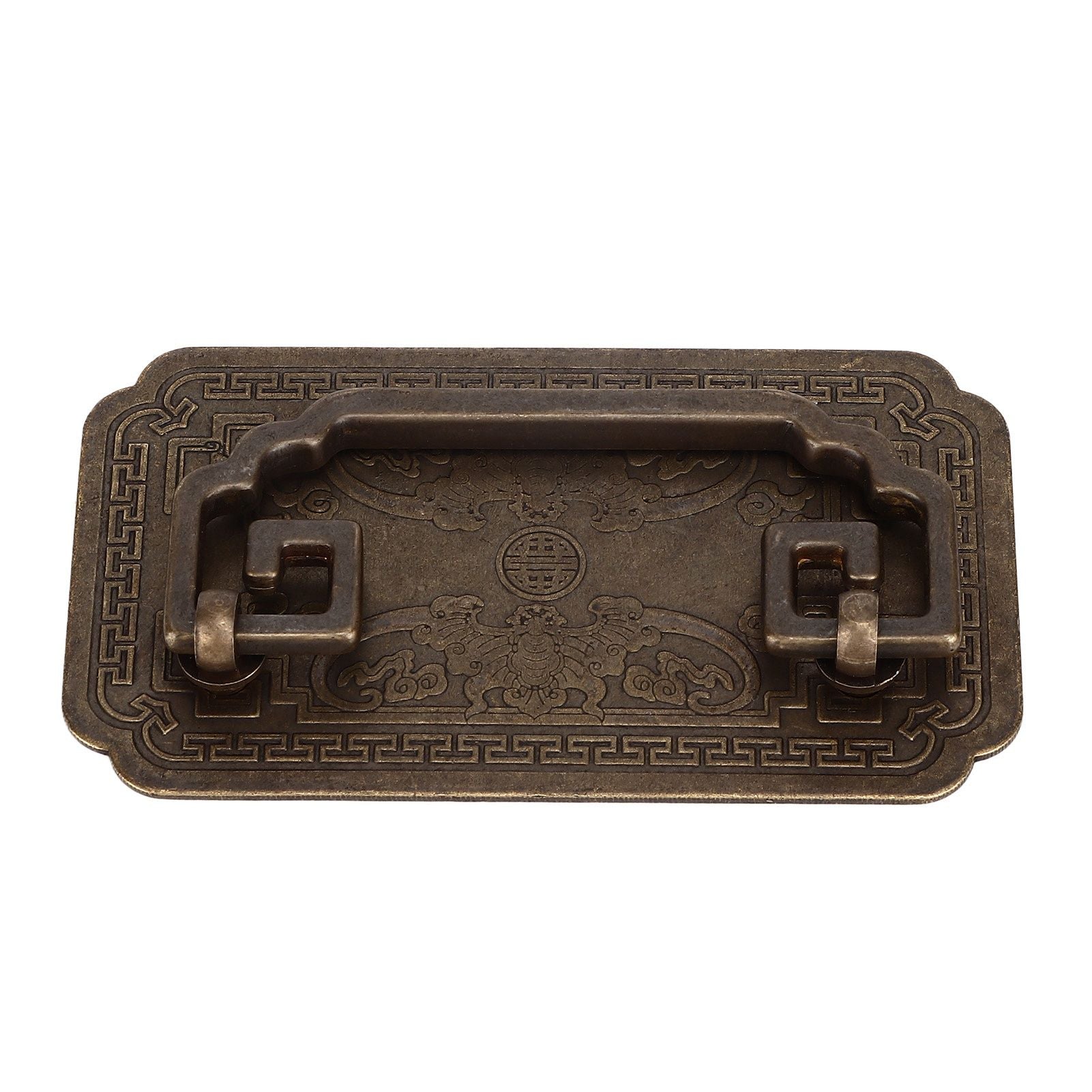 Antique Drawer Handle Tetragonal Bat Handle Antique Chinese Retro Style Drawer Pulls with 2 Screws for Cabinet Doors Bronze