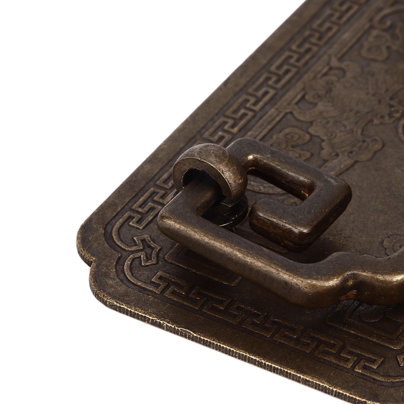 Antique Drawer Handle Tetragonal Bat Handle Antique Chinese Retro Style Drawer Pulls with 2 Screws for Cabinet Doors Bronze