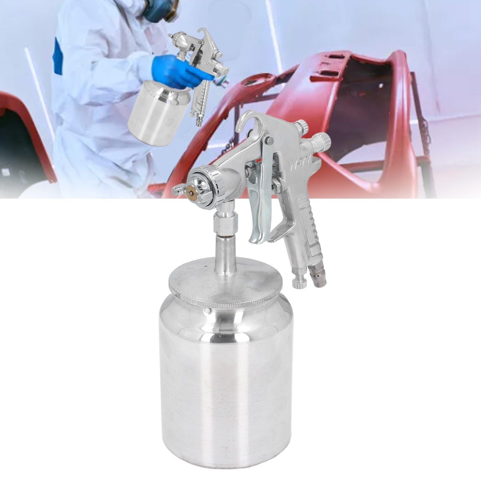 G1/4 Air Painter High Atomization Siphon Feed Pneumatic Paint Sprayer 1000ml Large Capacity Air Spray Painter