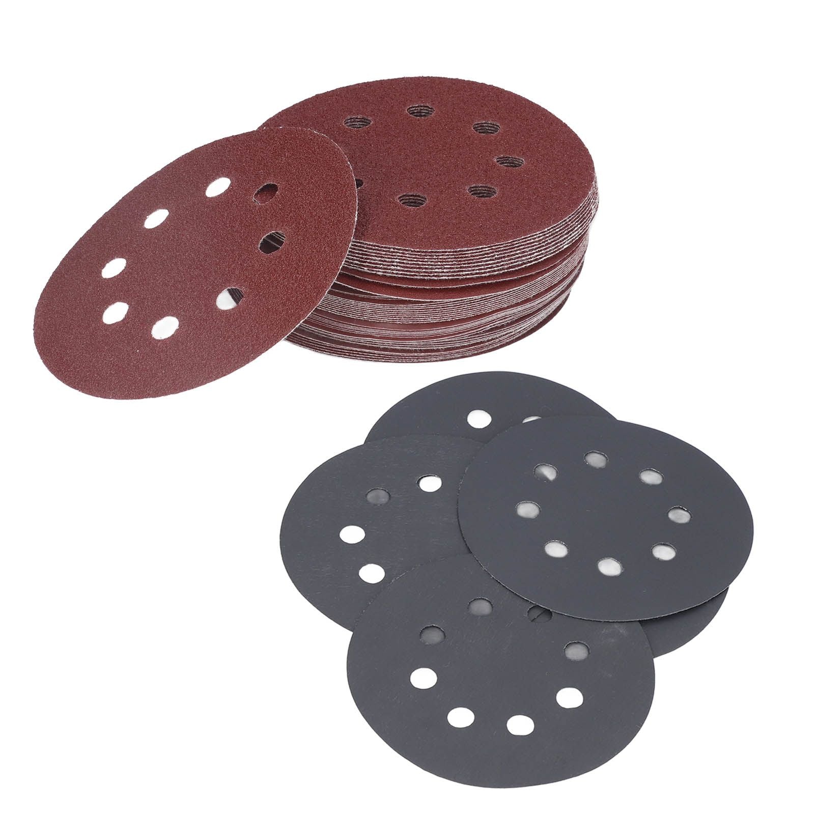 100PCS 5in Round Sanding Disc Include 80 180 240 320 400 800 1000 1500 2000 3000 Grit Round Sandpaper for Leather Wall