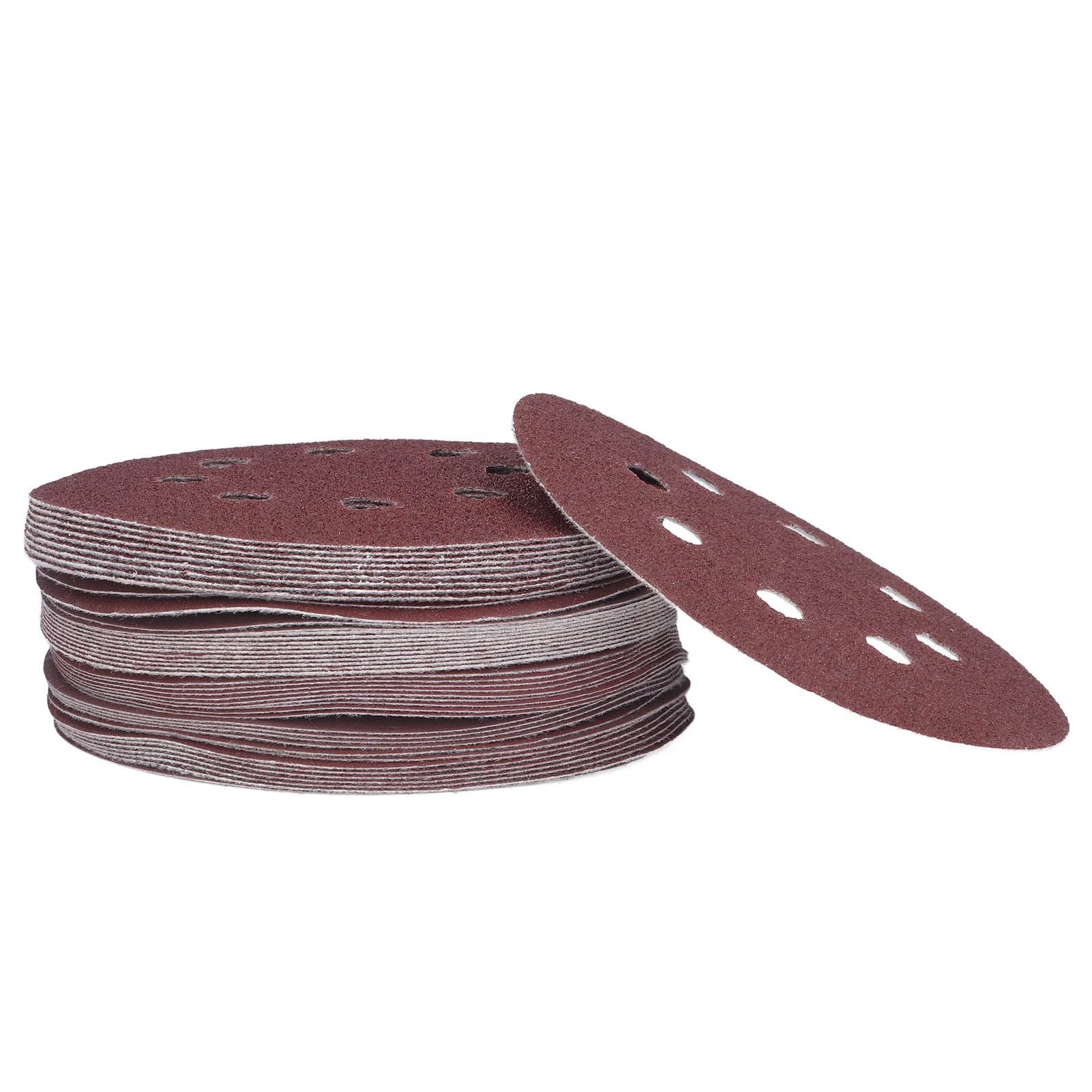 100PCS 5in Round Sanding Disc Include 80 180 240 320 400 800 1000 1500 2000 3000 Grit Round Sandpaper for Leather Wall