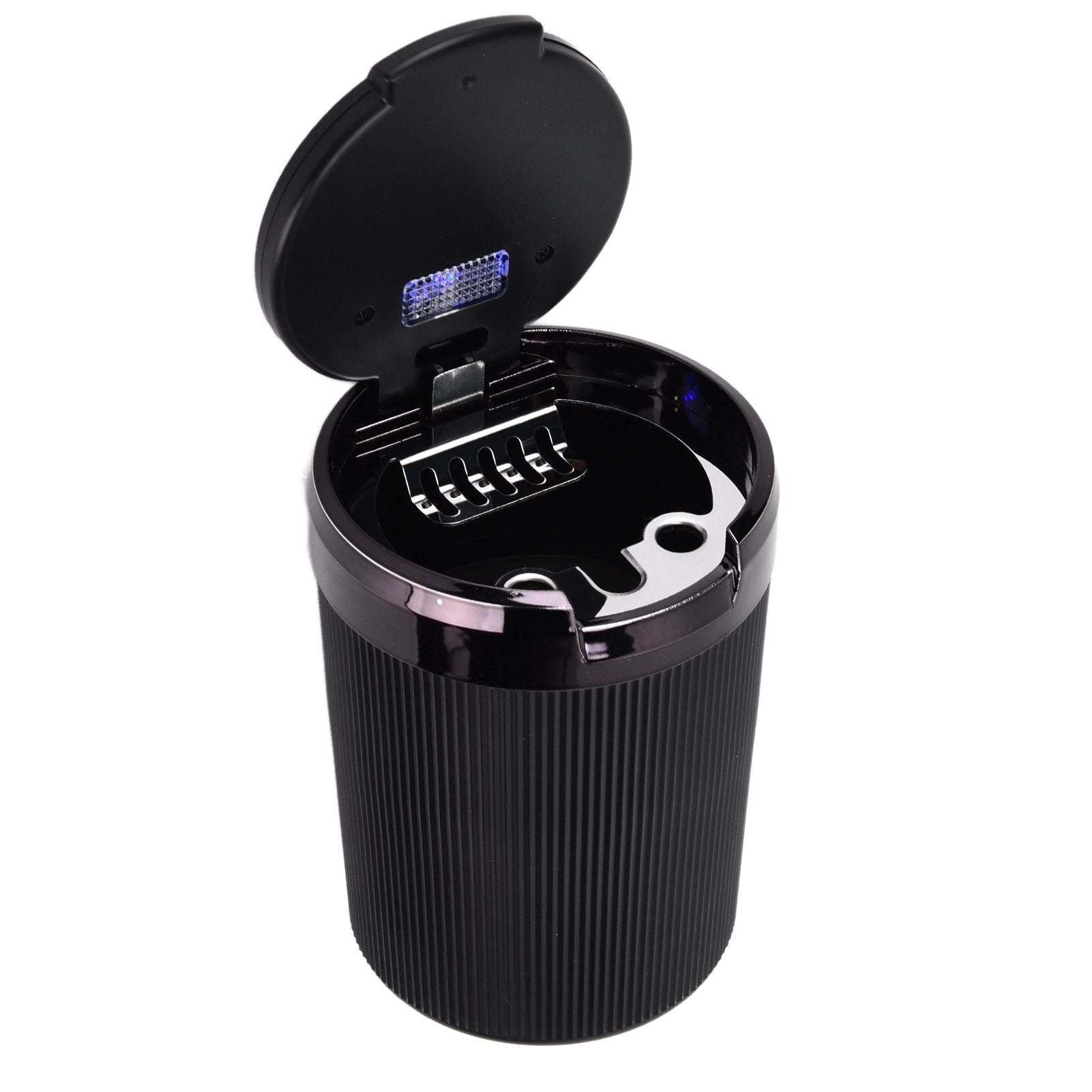 LED Car Ashtray with Lid 3W Portable Automobile Ashtray Car Cigarette Ashtray for Home OfficeBlack