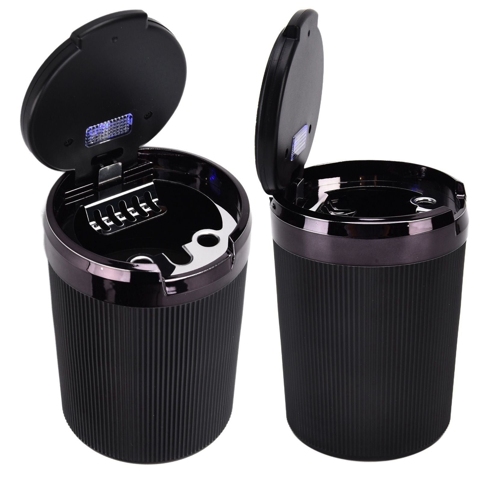 LED Car Ashtray with Lid 3W Portable Automobile Ashtray Car Cigarette Ashtray for Home OfficeBlack