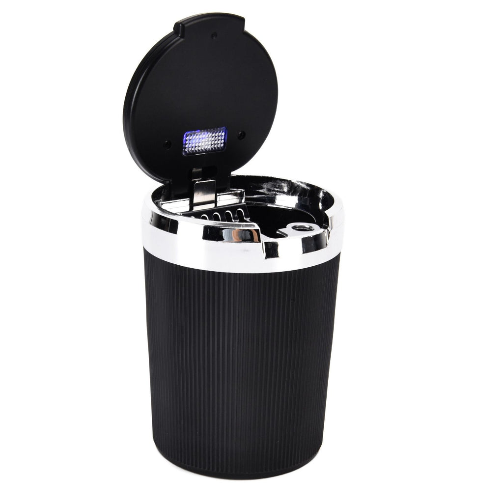 LED Car Ashtray with Lid 3W Portable Automobile Ashtray Car Cigarette Ashtray for Home OfficeSilver