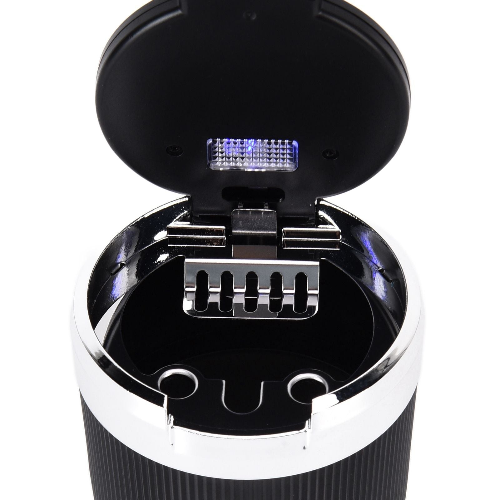 LED Car Ashtray with Lid 3W Portable Automobile Ashtray Car Cigarette Ashtray for Home OfficeSilver