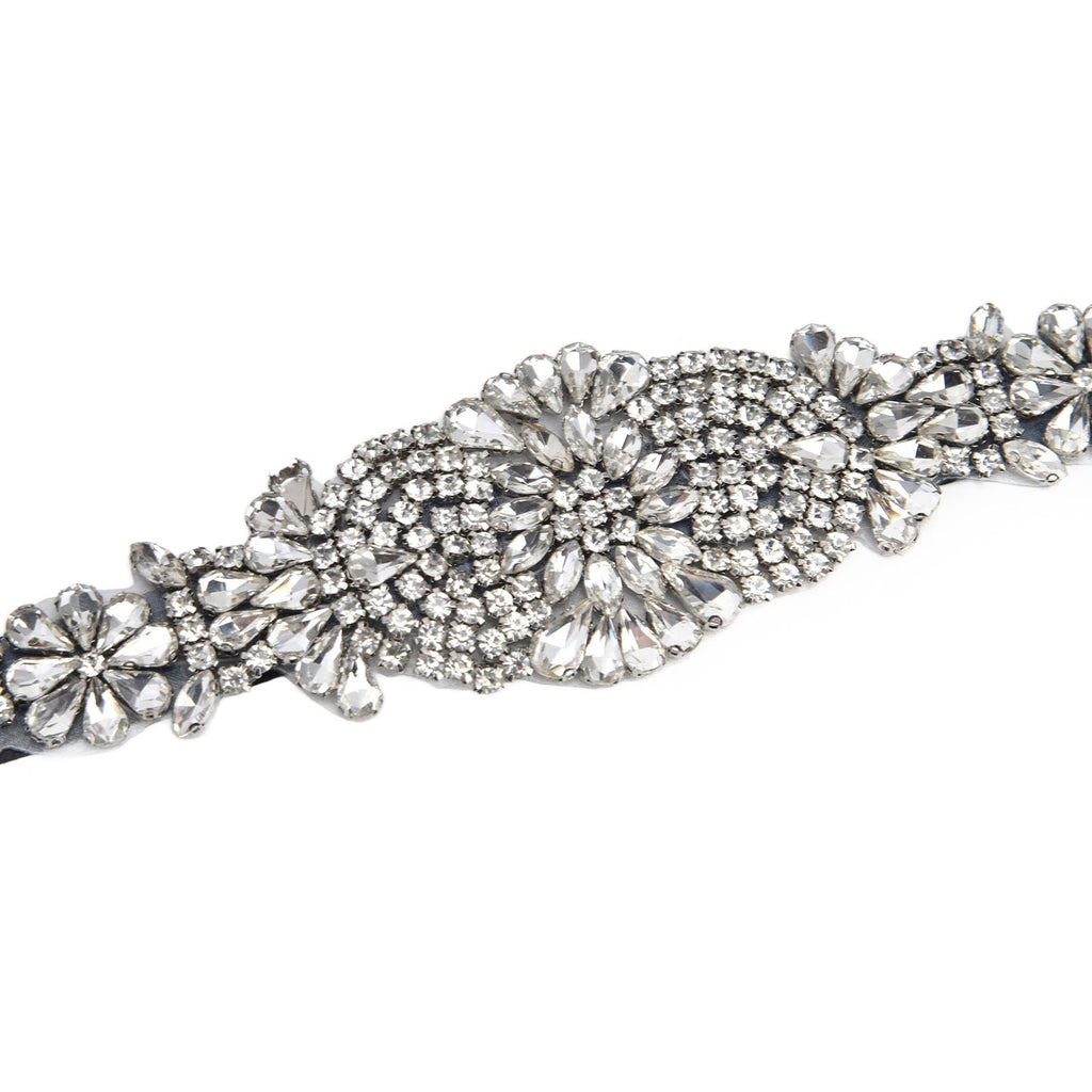 Rhinestone Wedding Dress Belt Elegant Waistbelt Clothes Accessories for Bride BridesmaidBlack