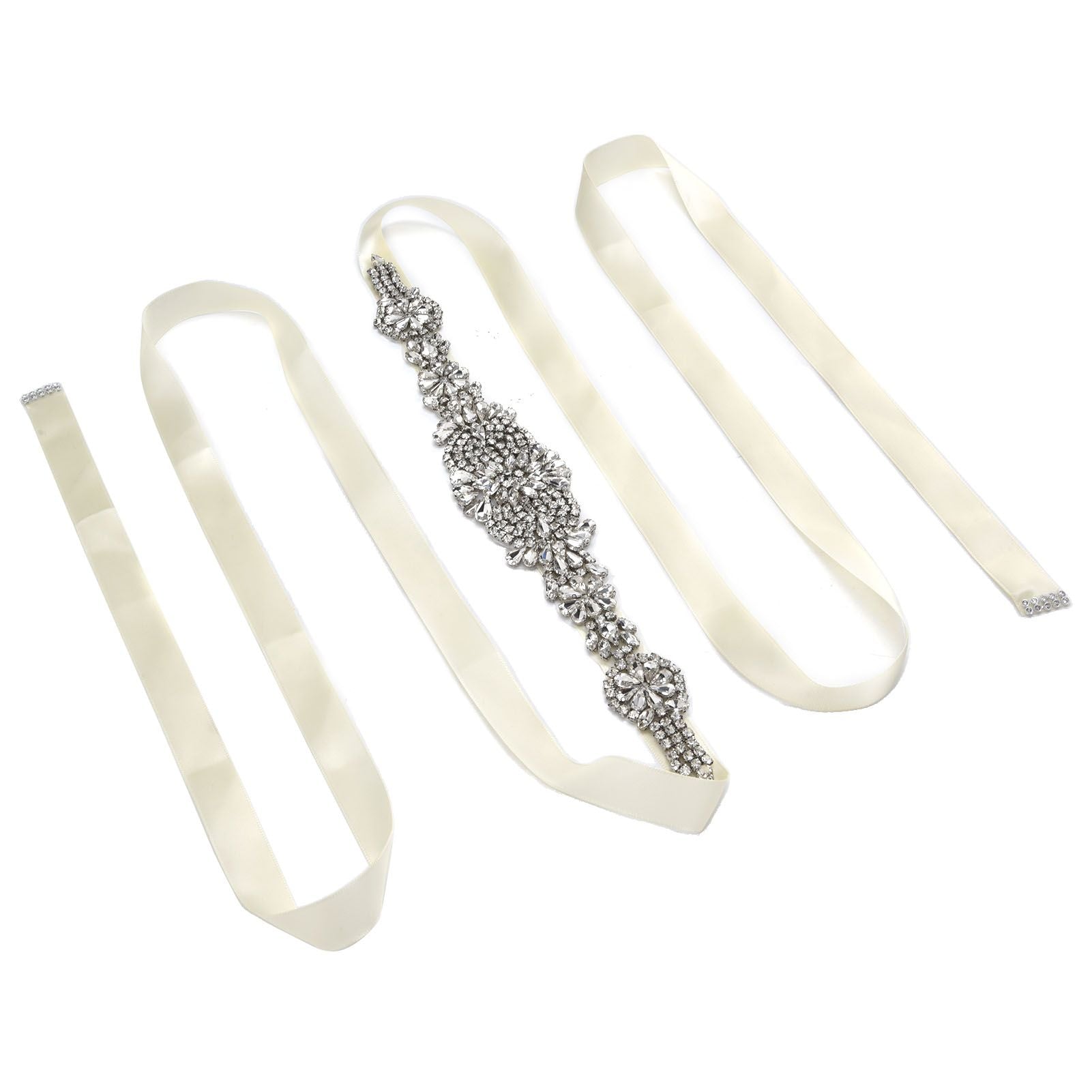 Rhinestone Wedding Dress Belt Elegant Waistbelt Clothes Accessories for Bride BridesmaidWhite