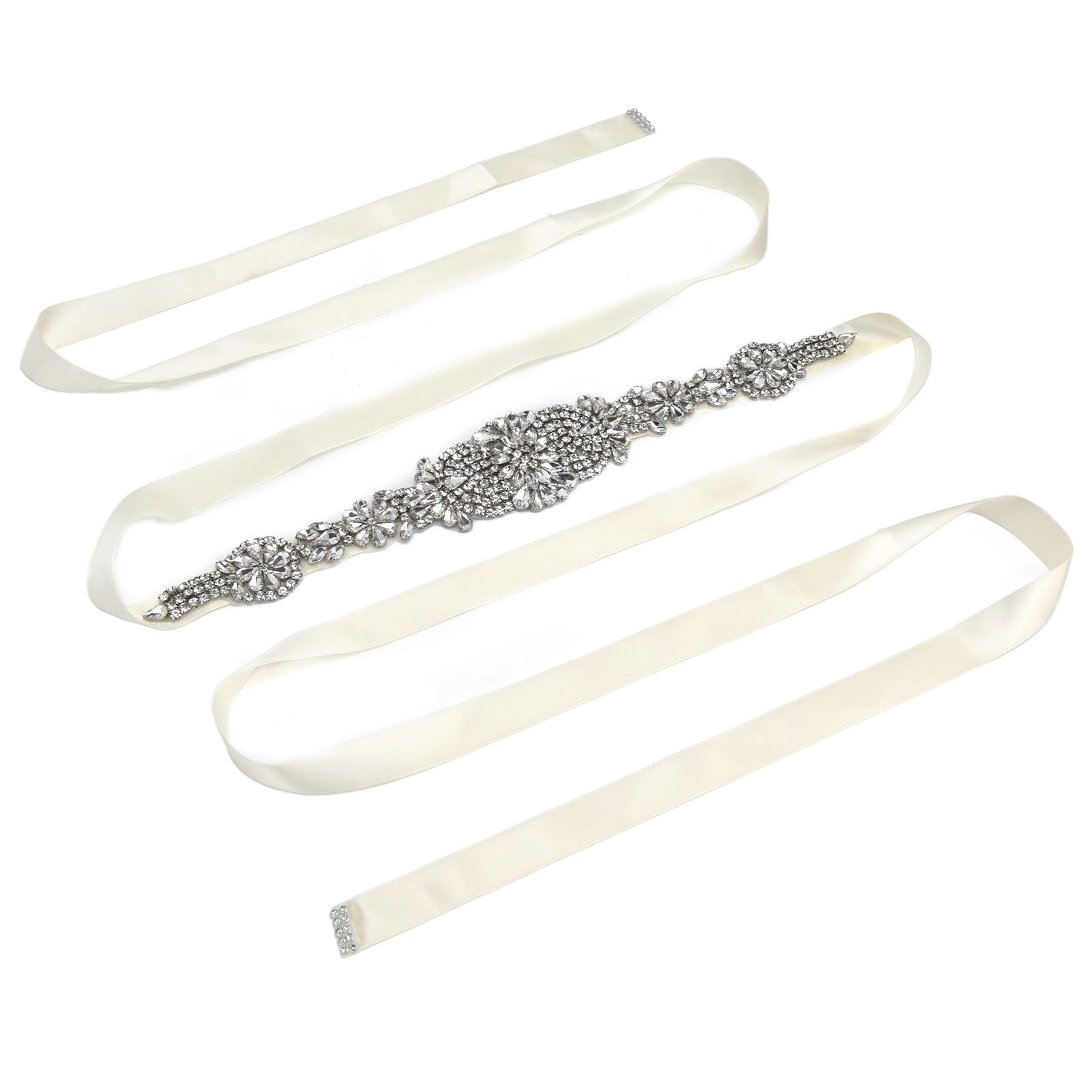 Rhinestone Wedding Dress Belt Elegant Waistbelt Clothes Accessories for Bride BridesmaidWhite