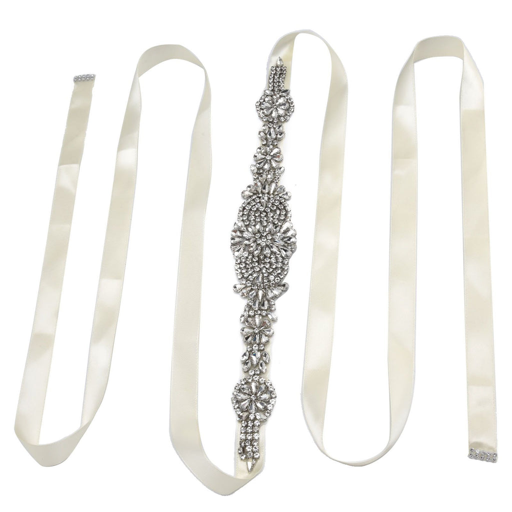 Rhinestone Wedding Dress Belt Elegant Waistbelt Clothes Accessories for Bride BridesmaidWhite
