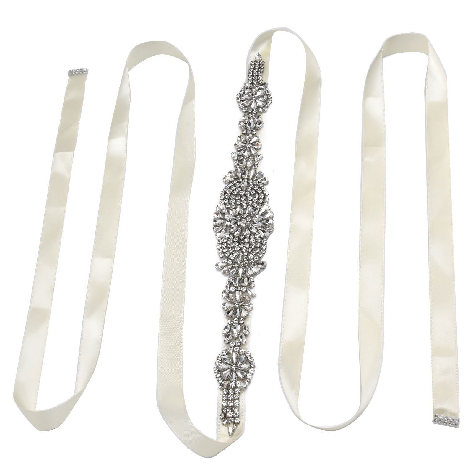 Rhinestone Wedding Dress Belt Elegant Waistbelt Clothes Accessories for Bride BridesmaidWhite