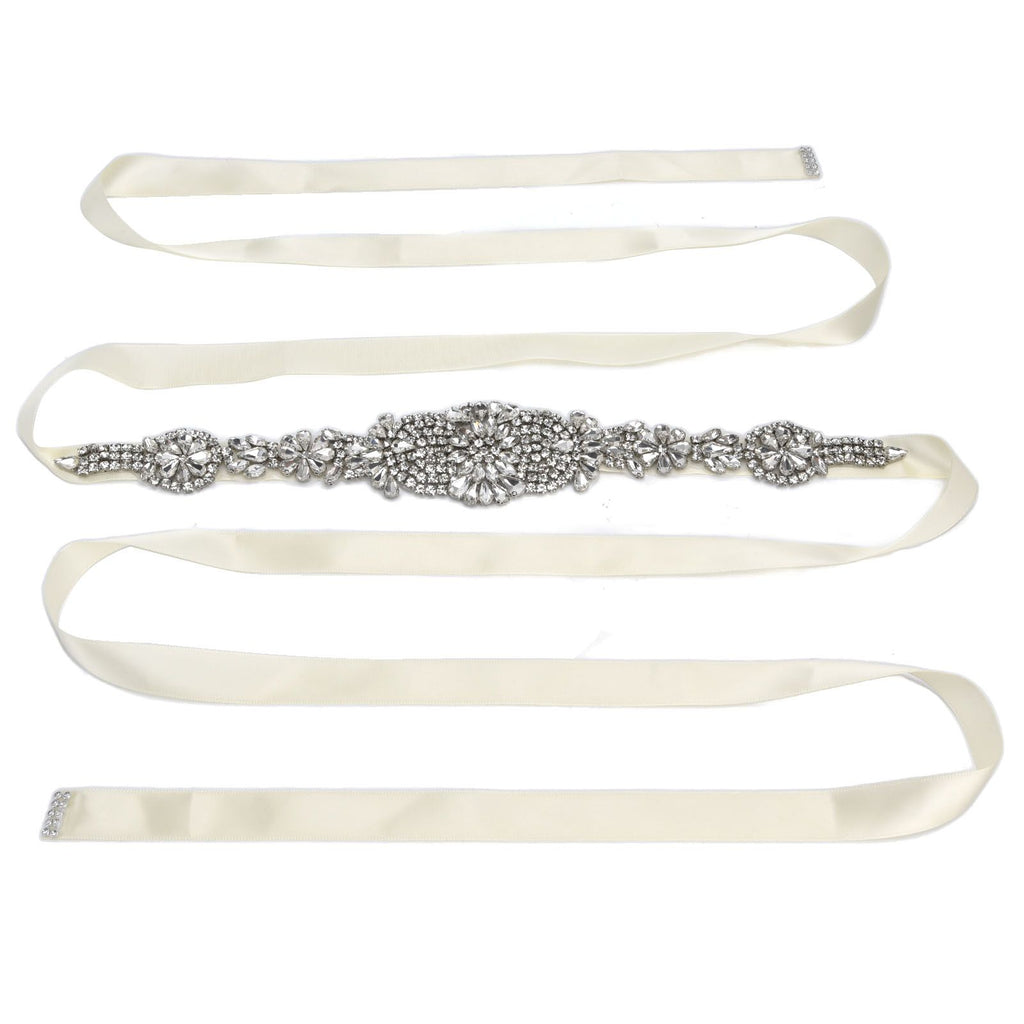 Rhinestone Wedding Dress Belt Elegant Waistbelt Clothes Accessories for Bride BridesmaidWhite
