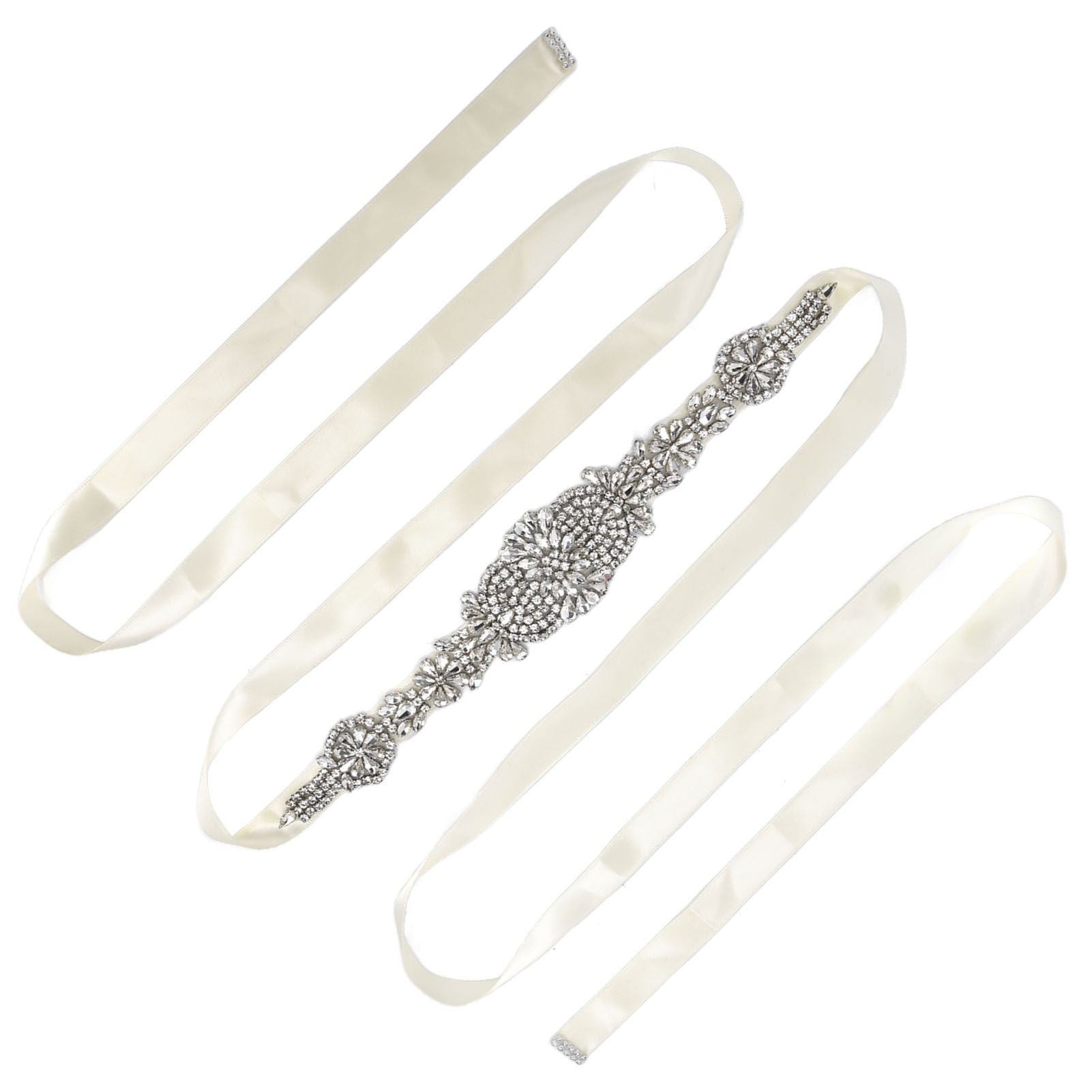 Rhinestone Wedding Dress Belt Elegant Waistbelt Clothes Accessories for Bride BridesmaidWhite