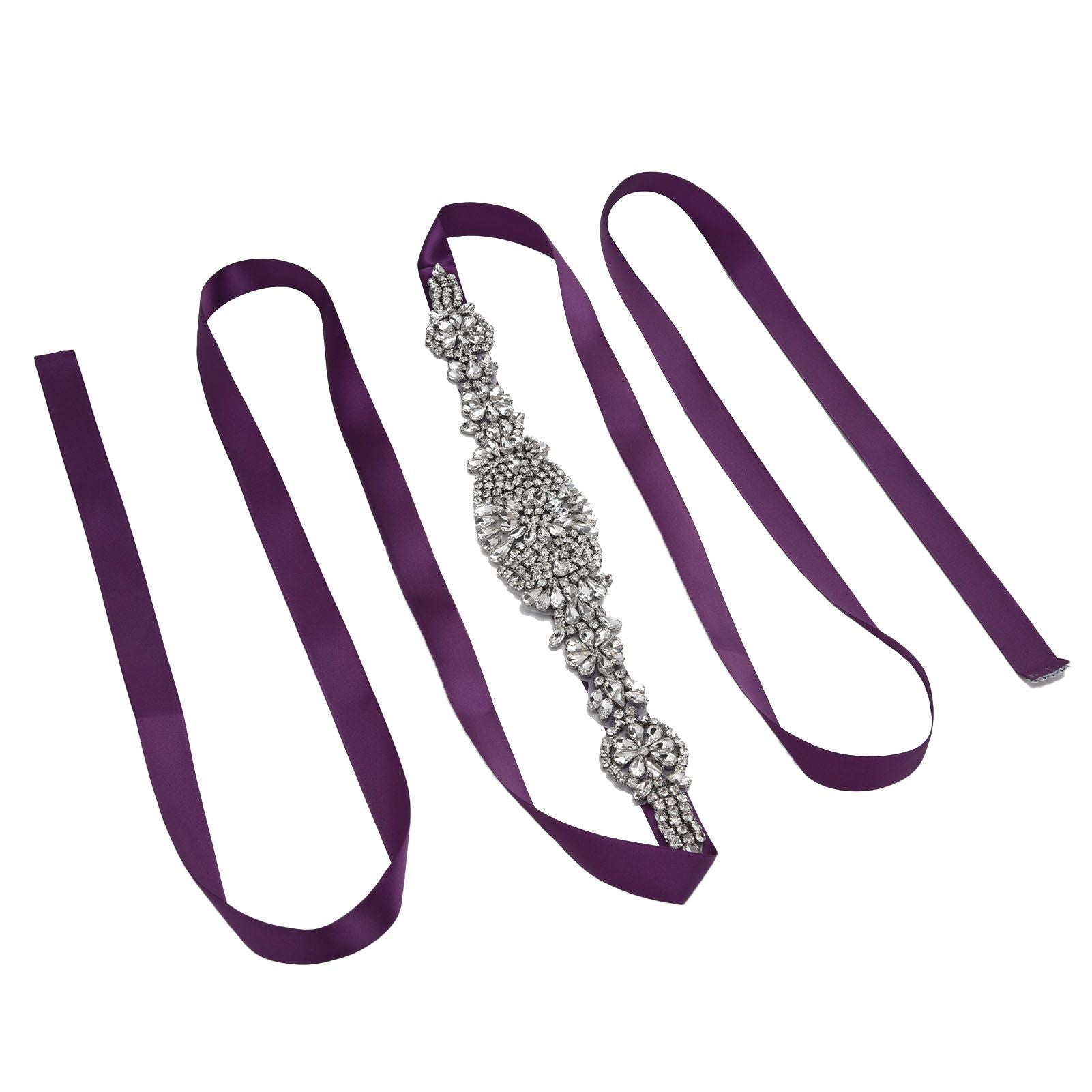 Rhinestone Wedding Dress Belt Elegant Waistbelt Clothes Accessories for Bride BridesmaidPurple