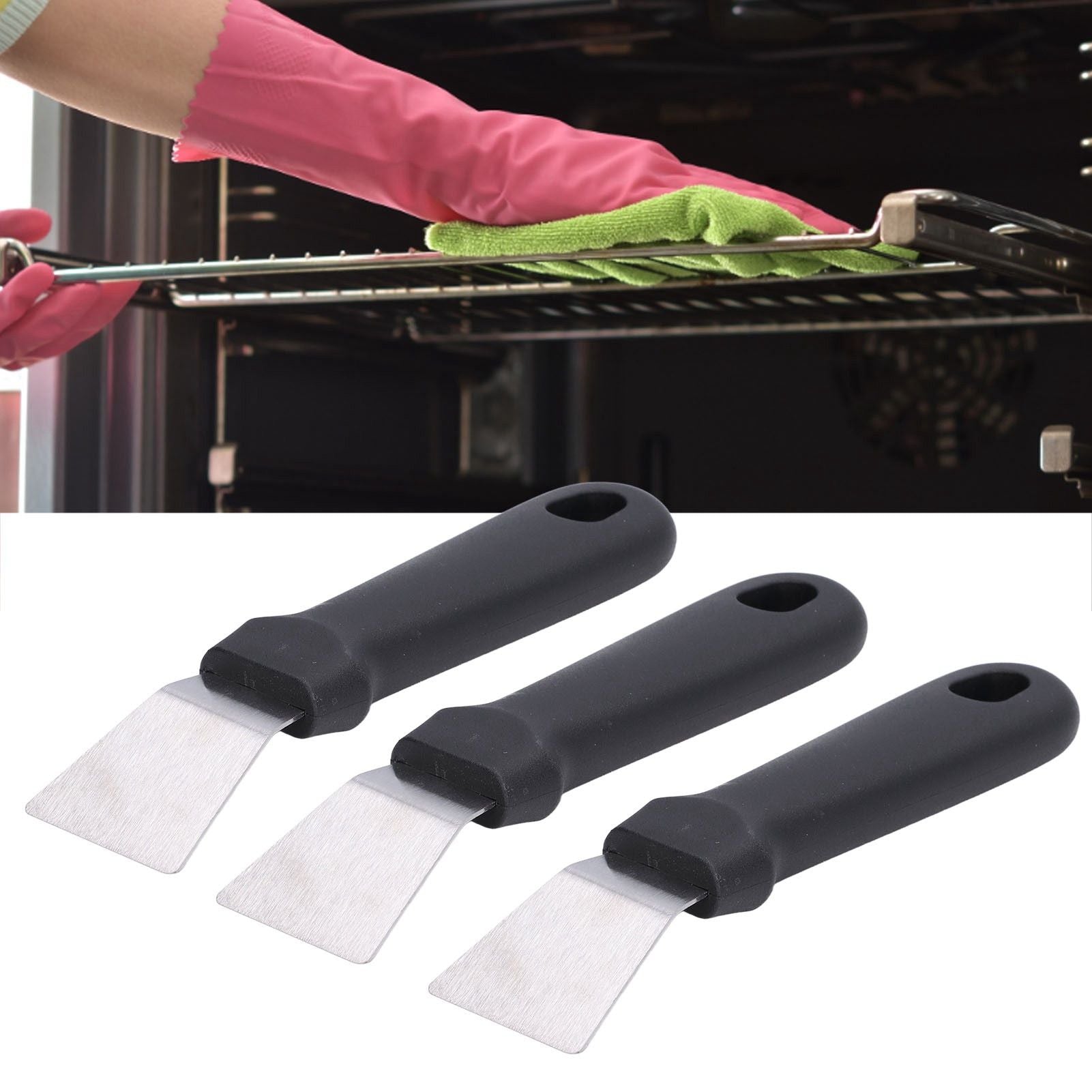 10Pcs Defrosting Shovel Efficient Cleaning Anti Slip Handle Hanging Hole Ice Scraper Deicing Tool for KitchenBlack