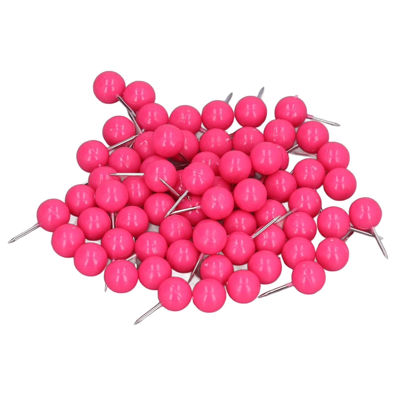 100Pcs Push Pins Map Tacks Steel Plastic Decorative Marking Pins for Cork Boards 9.5x20mm Rose Red