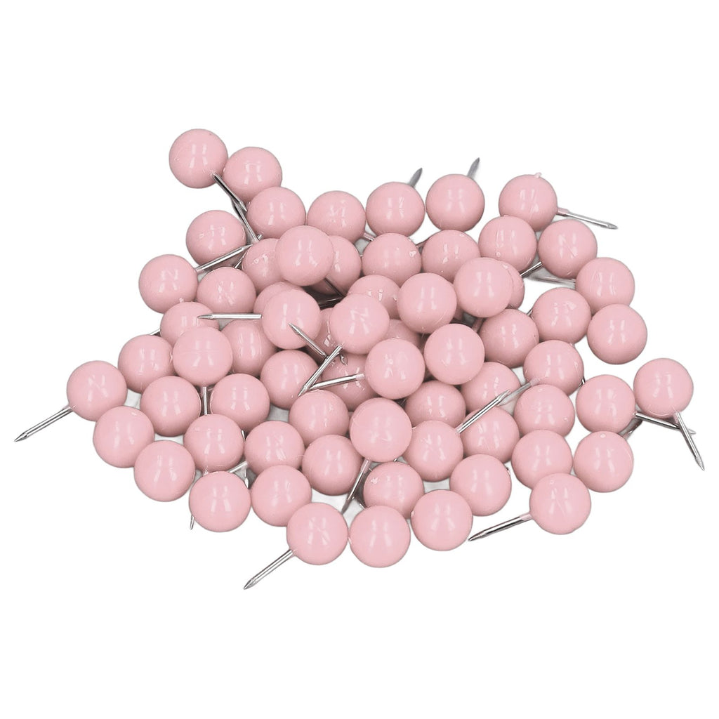 100Pcs Push Pins Map Tacks Steel Plastic Decorative Marking Pins for Cork Boards 9.5x20mm Pink