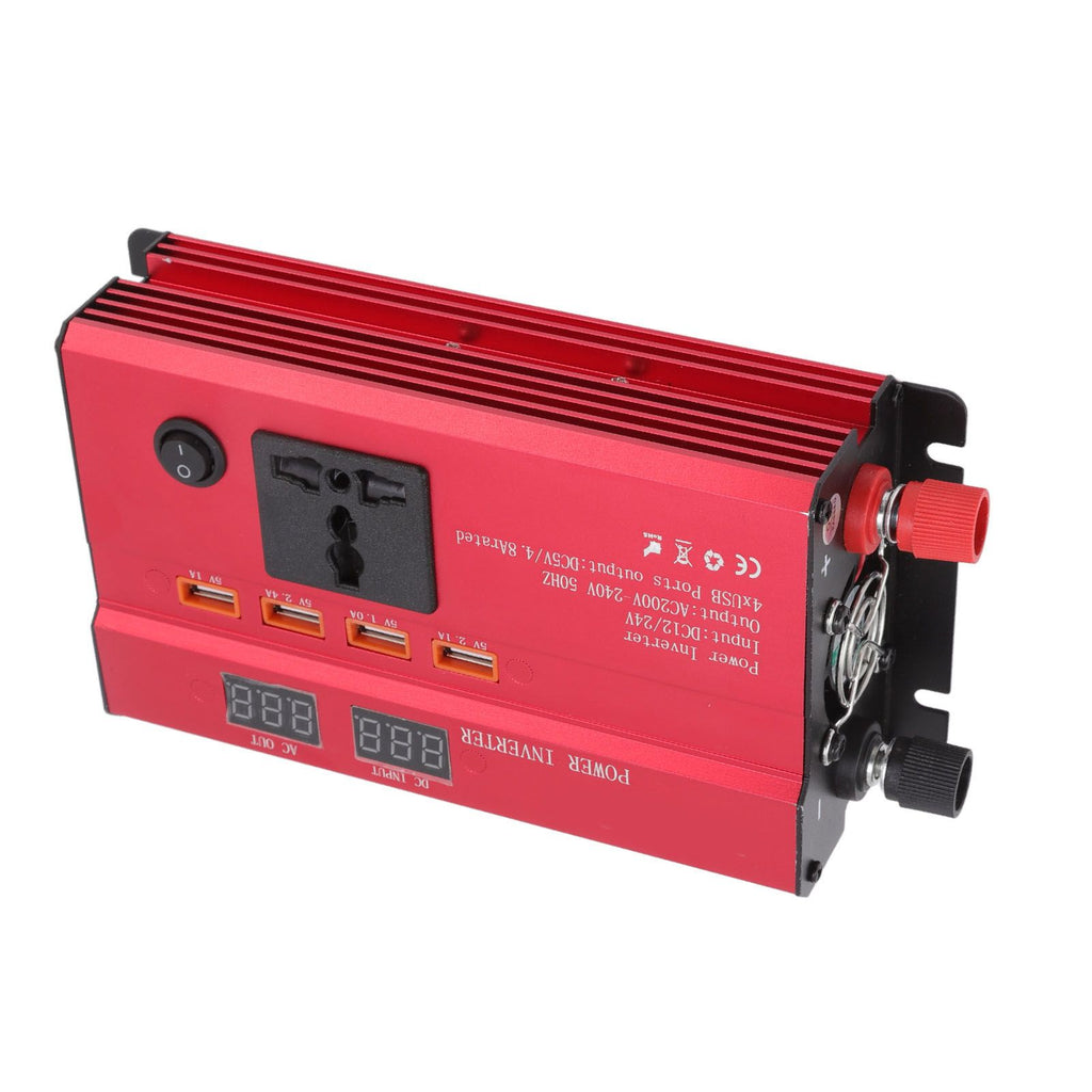 Car Power Inverter 12V 24V to 220V 420W LED Screen 4 USB Ports Aluminium