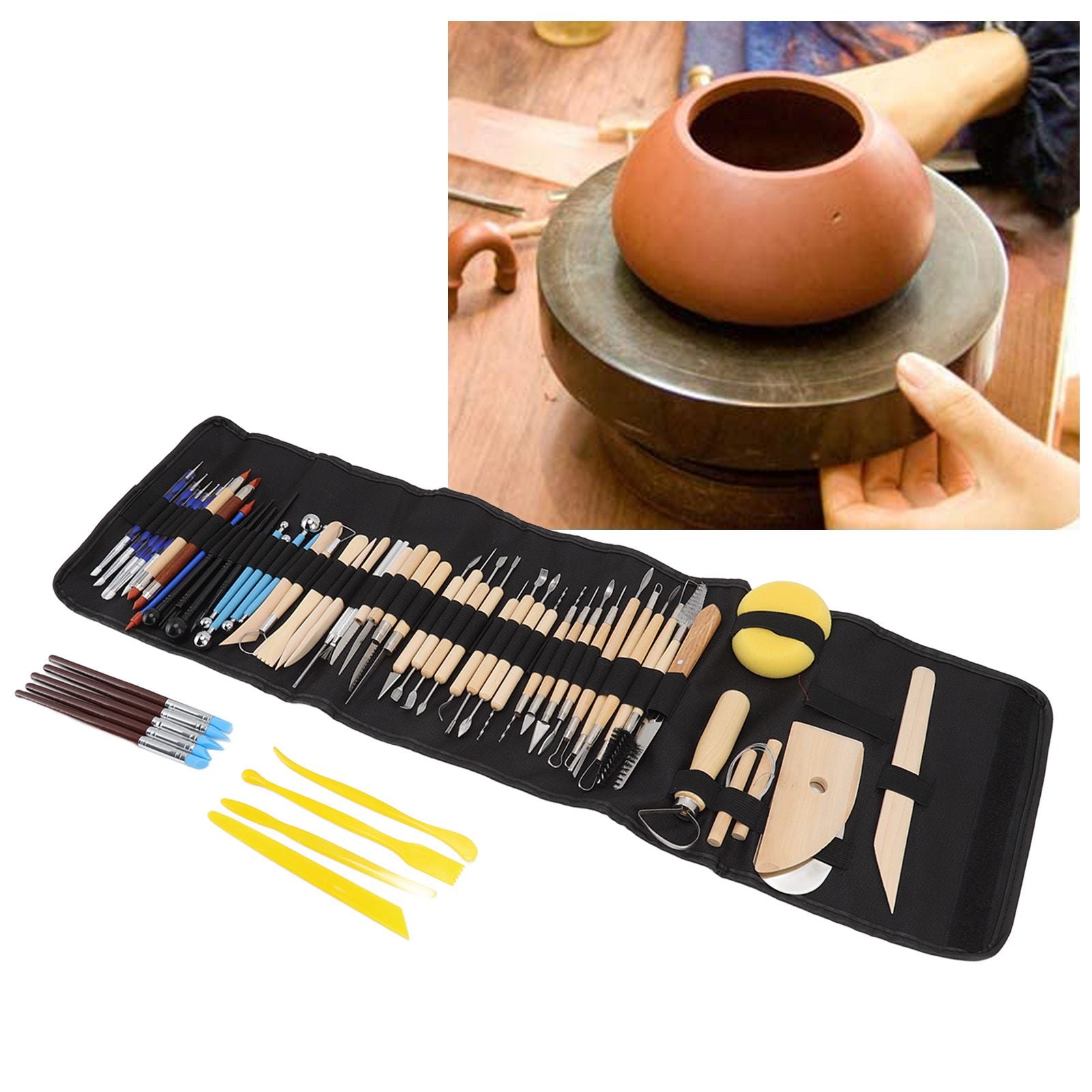 61Pcs Polymer Clay Sculpting Tools Exquisite Versatile Clay Carving Tools with Canvas Bag for Beginners Expert