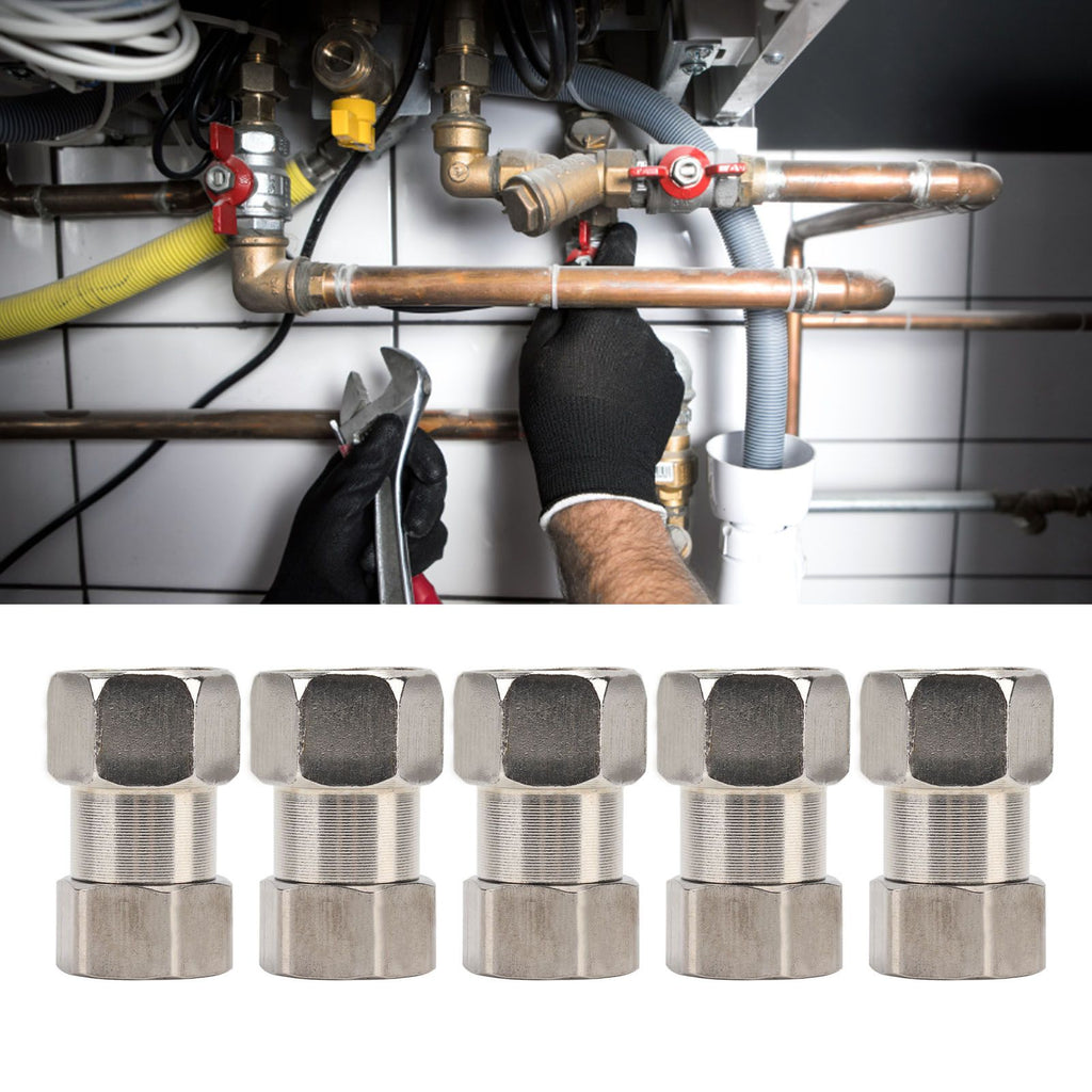 5PCS Plumbing Fittings Stainless Steel Female Thread Pipe Adapter Fittings for Shower Water Heater G1/2