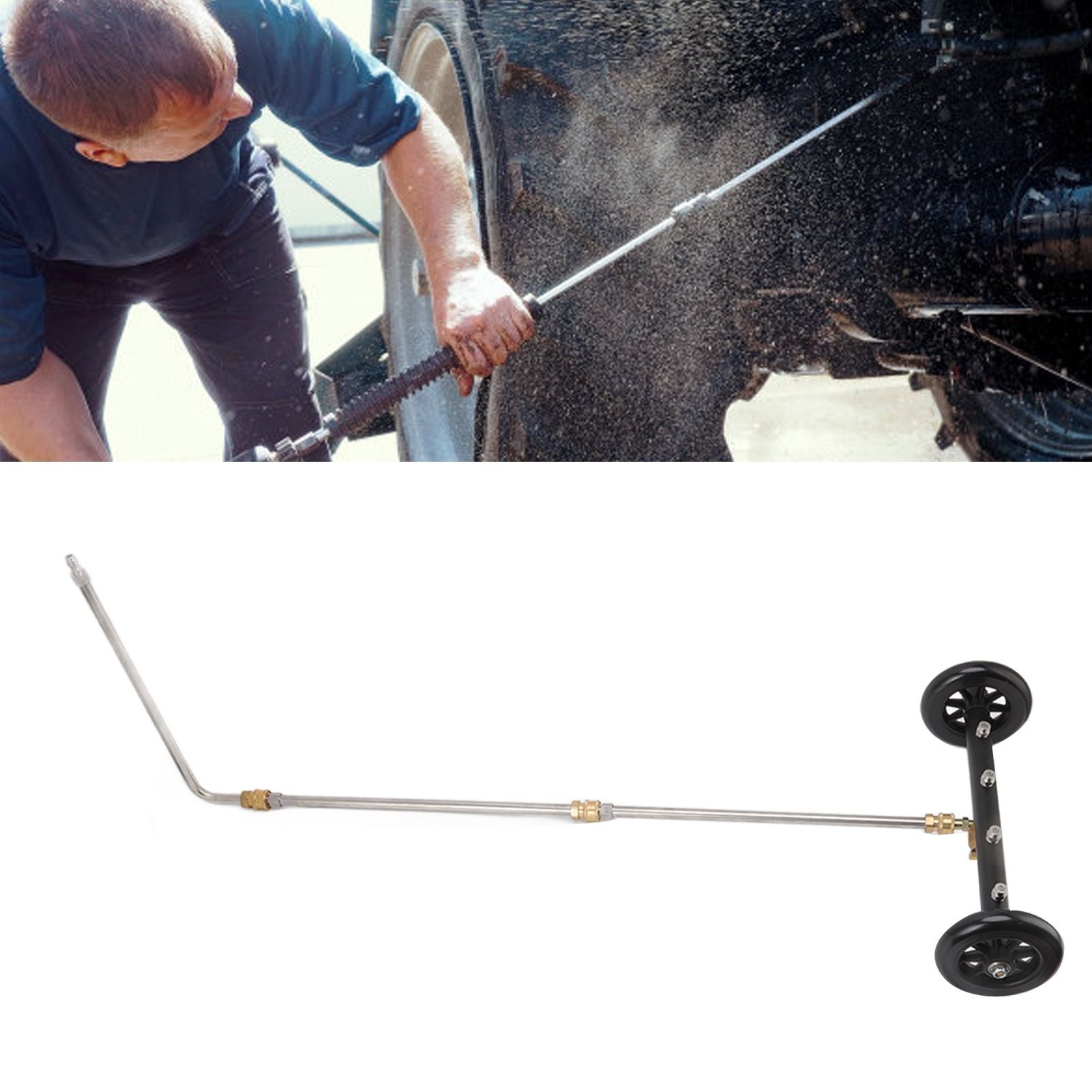 16in Undercarriage Cleaner 1/4in Under Car Pressure Washer Attachment Black