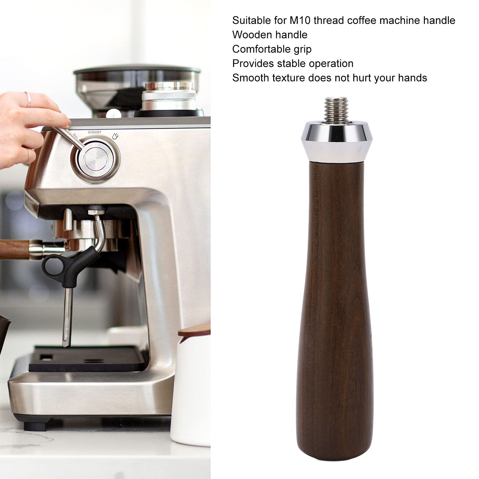 Coffee Portafilter Handle Comfortable Grip Burr Free Black Rosewood Durable Wearable Coffee Machine Replacement Filter Handle