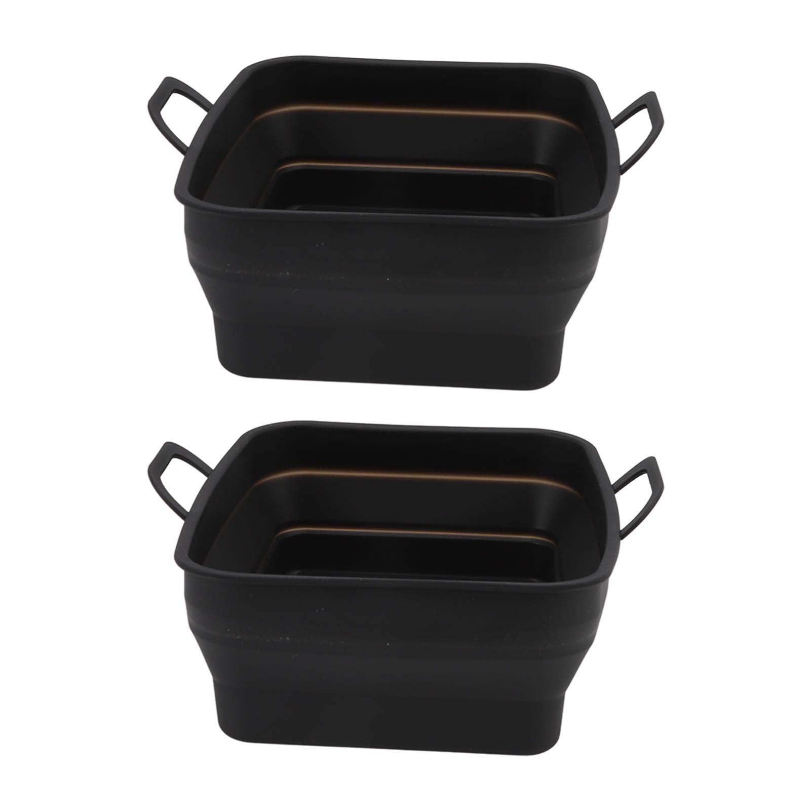 2 Pcs Silicone Air Cooker Pot with Handle Rectangular Fryer Liner Tray Replacement for Kitchen Cooking Accessories Black