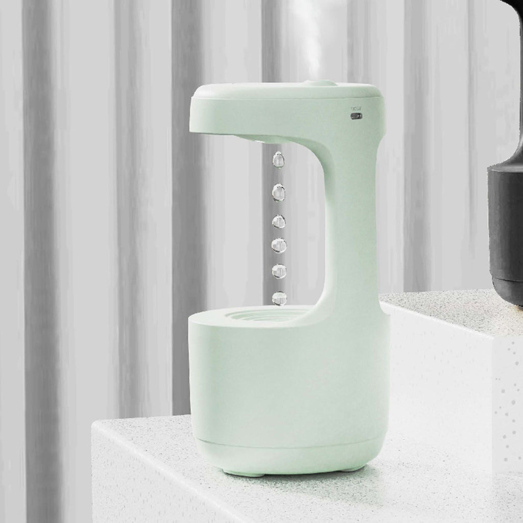 Cool Mist Humidifier Multifunction Smart Quiet High Capacity Countercurrent Water Droplet Humidifier for Office Bedroom Light Green