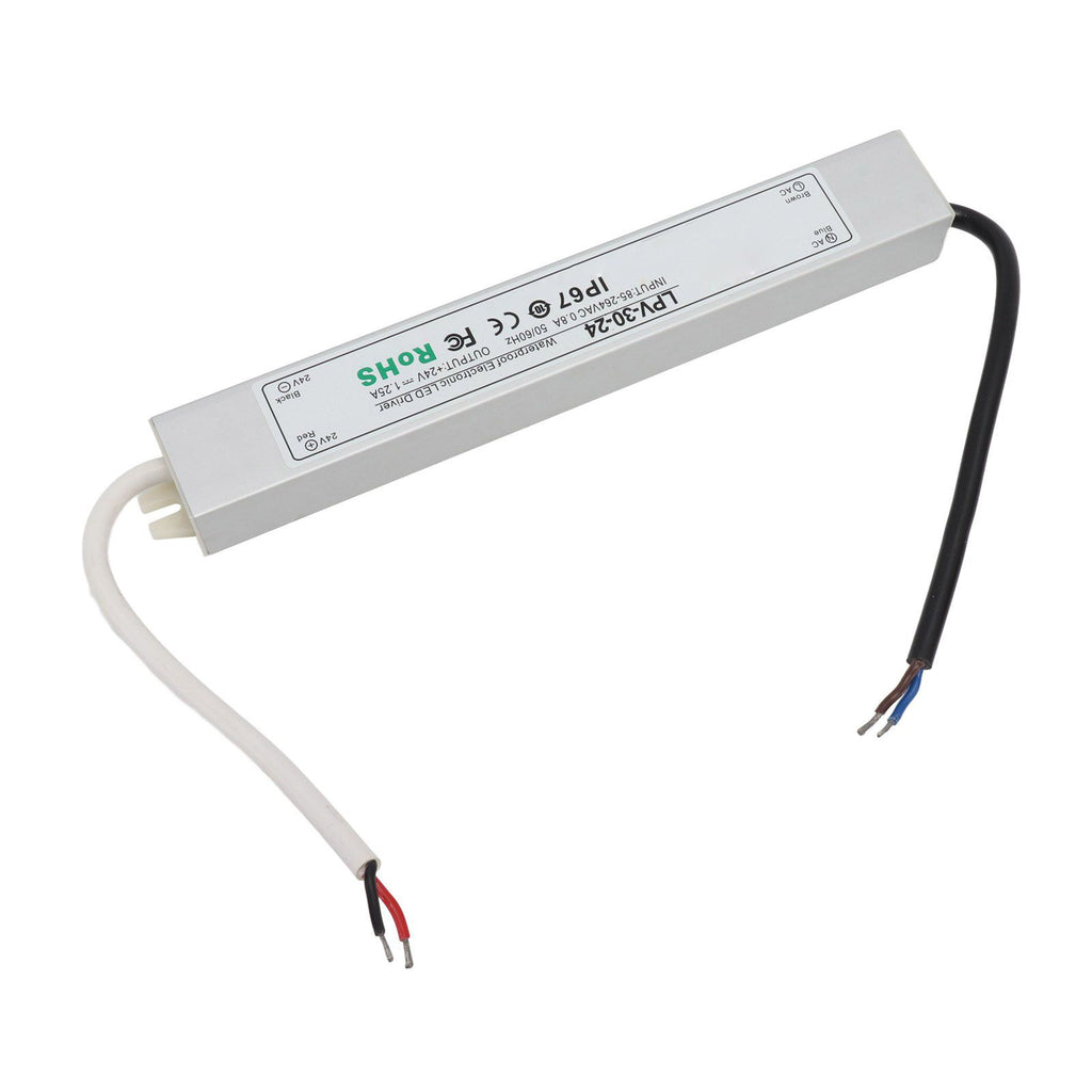 LED Driver IP67 Waterproof 24V Low Voltage Output Power Supply Transformer Adapter for Lamp Security Camera 85‑264V LPV 30W 24V 1.25A