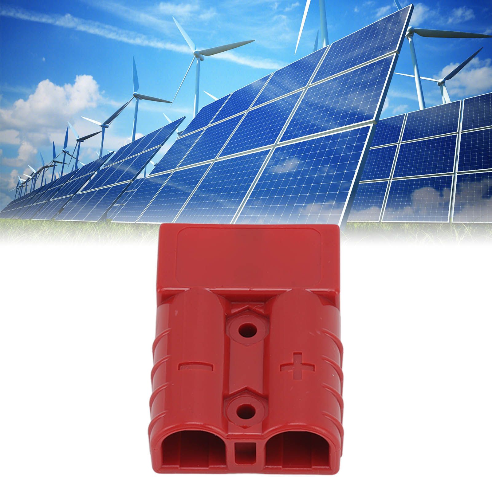 50A 600V Connector Double Pole High Current Power Supply Plug Connector for Solar Panel Dual Battery System Red