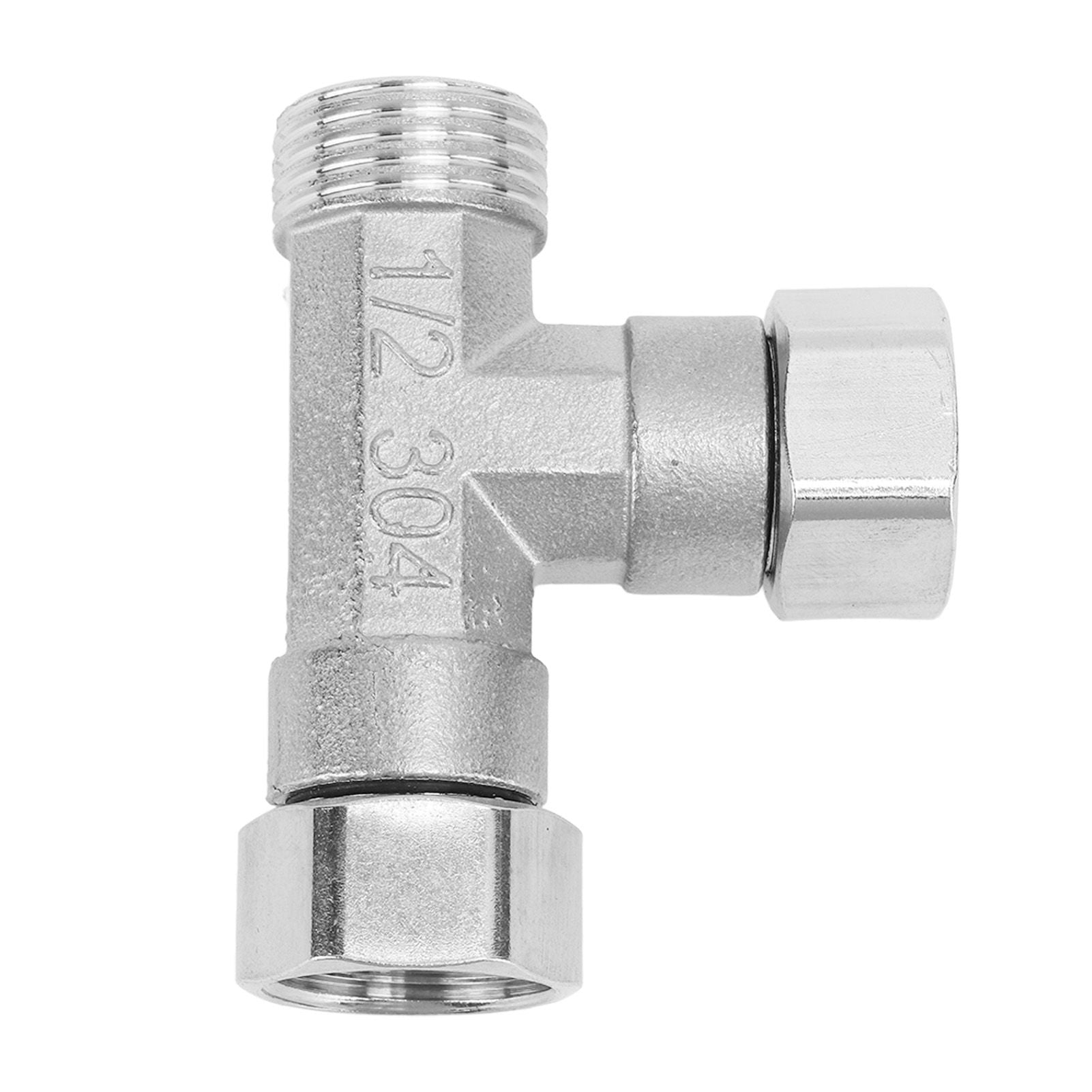 Pipe Fitting 3 Way Tee 304 Stainless Steel Hose Connector Pipeline Adapter G1/2 for Water Air 2 Female Thread Joint and 1 Male Thread Joint