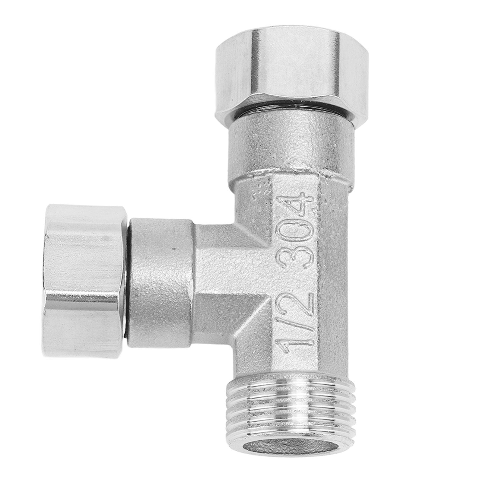 Pipe Fitting 3 Way Tee 304 Stainless Steel Hose Connector Pipeline Adapter G1/2 for Water Air 2 Female Thread Joint and 1 Male Thread Joint