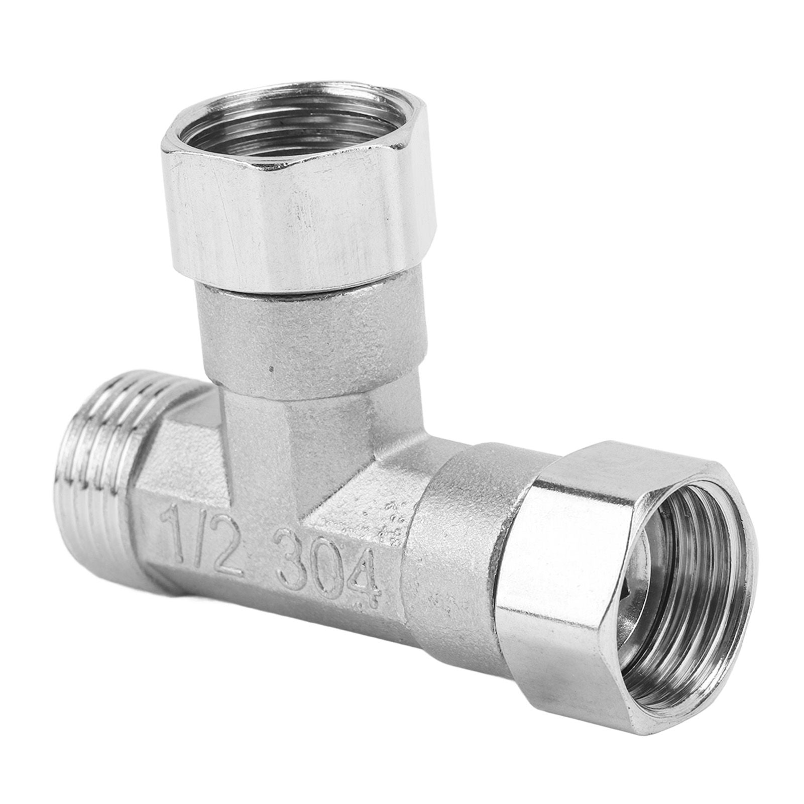 Pipe Fitting 3 Way Tee 304 Stainless Steel Hose Connector Pipeline Adapter G1/2 for Water Air 2 Female Thread Joint and 1 Male Thread Joint