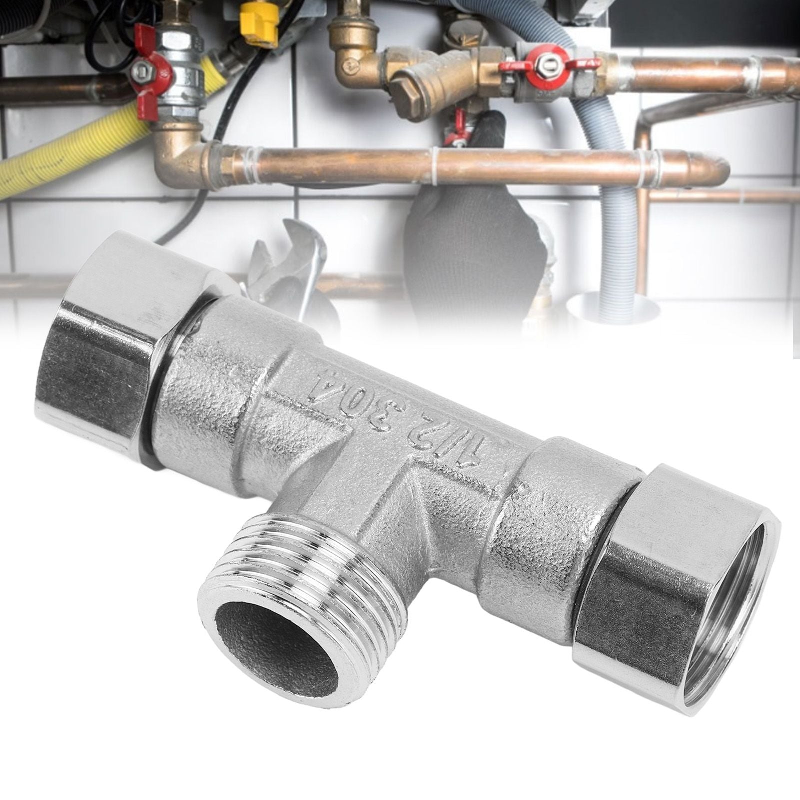 Pipe Fitting 3 Way Tee 304 Stainless Steel Hose Connector Pipeline Adapter G1/2 for Water Air Middle Male Thread