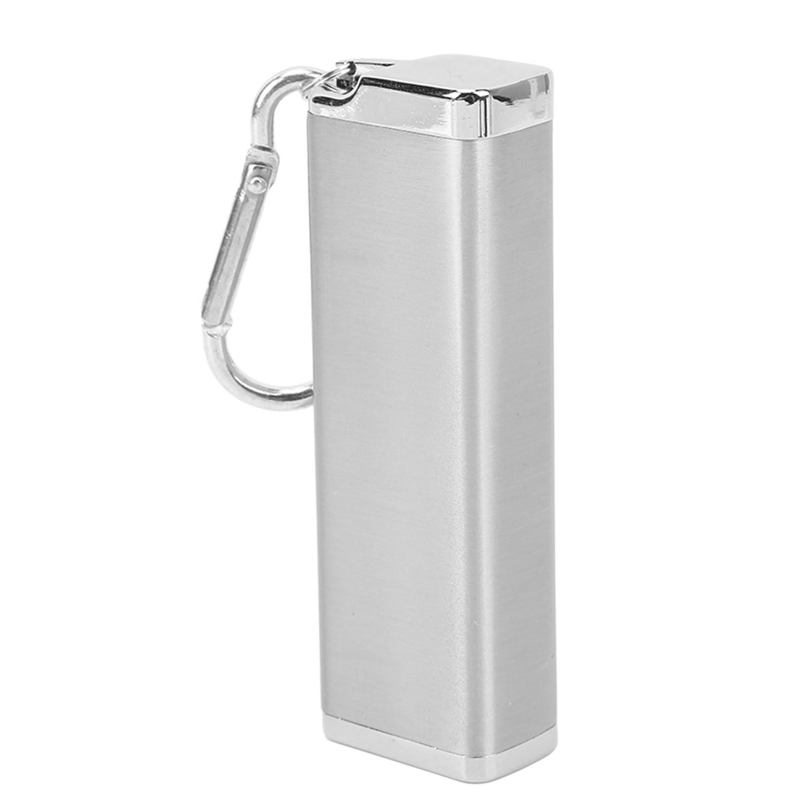 Aluminum Alloy Cigarette Case Box Hold 6pcs with Carabiner Keychain for Men Women Smoking Accessories Silver