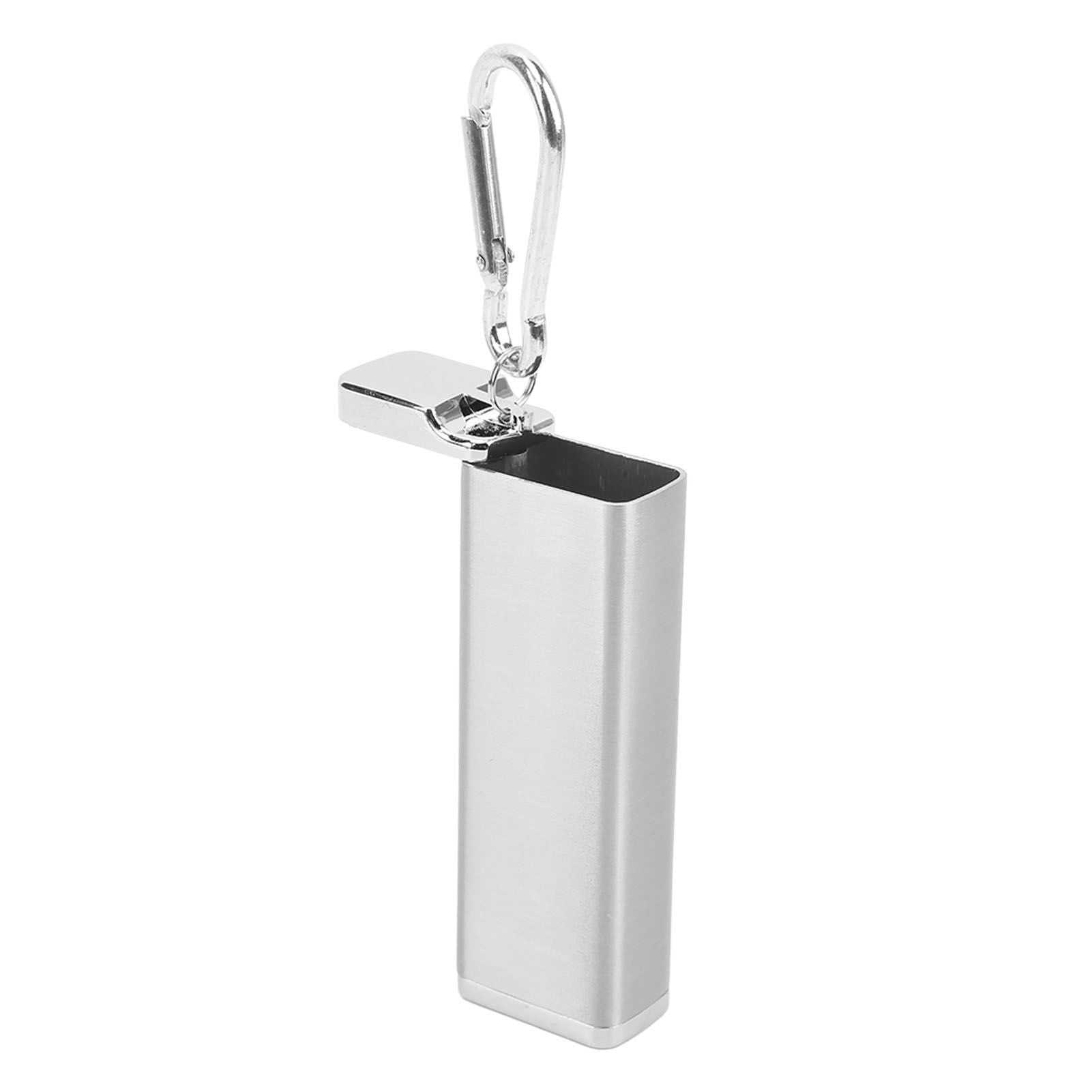 Aluminum Alloy Cigarette Case Box Hold 6pcs with Carabiner Keychain for Men Women Smoking Accessories Silver